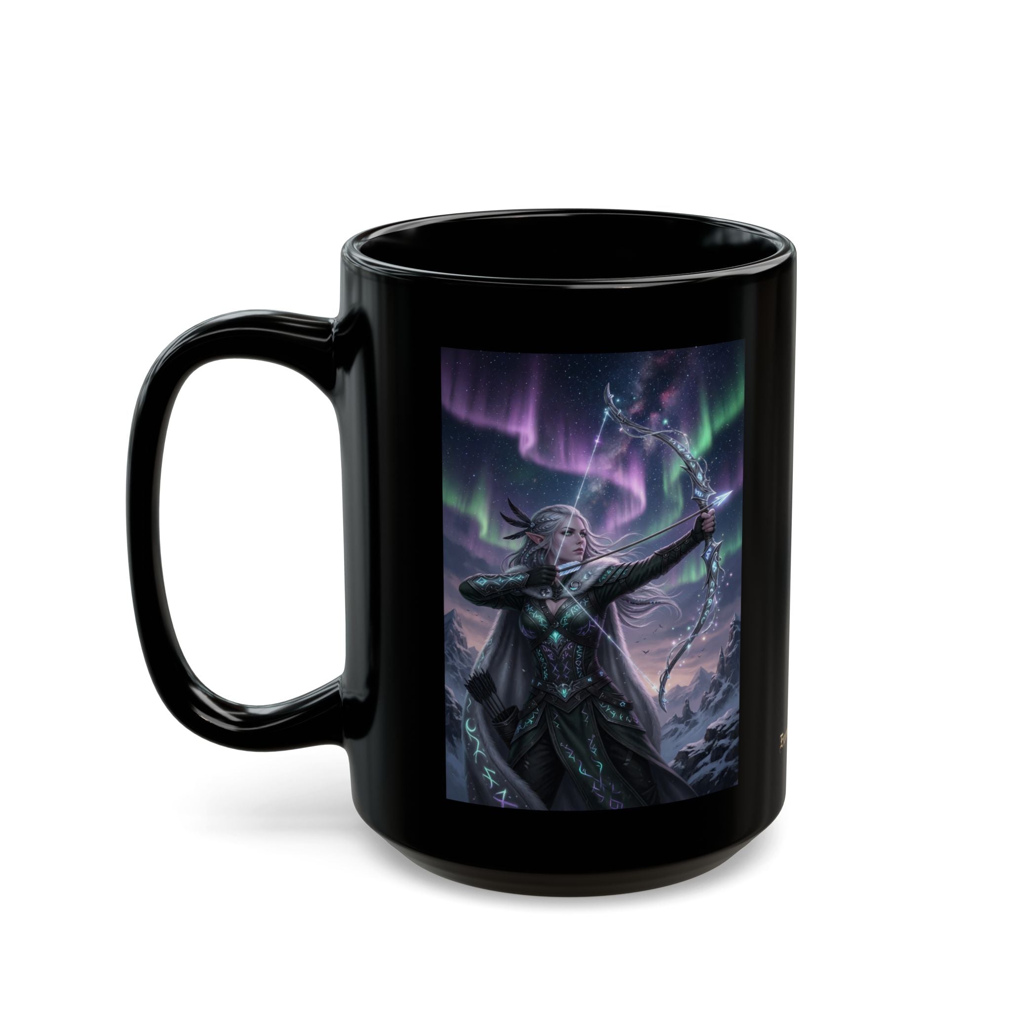 Aurora Elf Archer Mug  | Mystical Cosmic Fantasy Art
