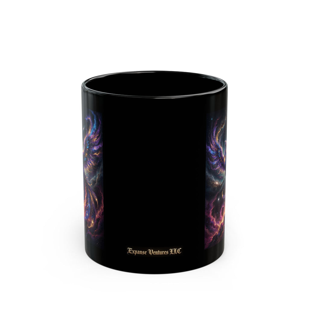 Cosmic Phoenix Rising Mug | Black Ceramic Coffee Mug