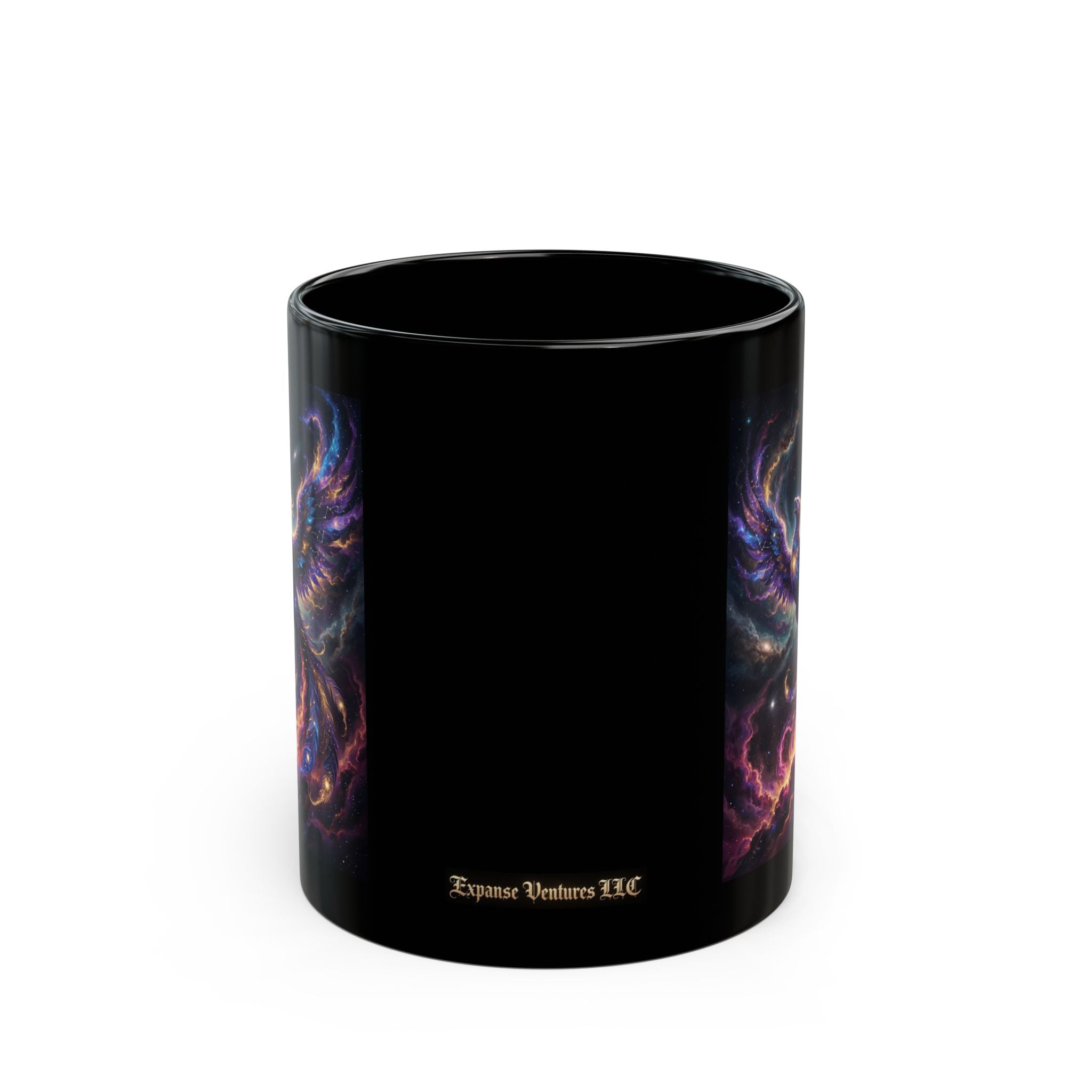 Cosmic Phoenix Rising Mug | Black Ceramic Coffee Mug