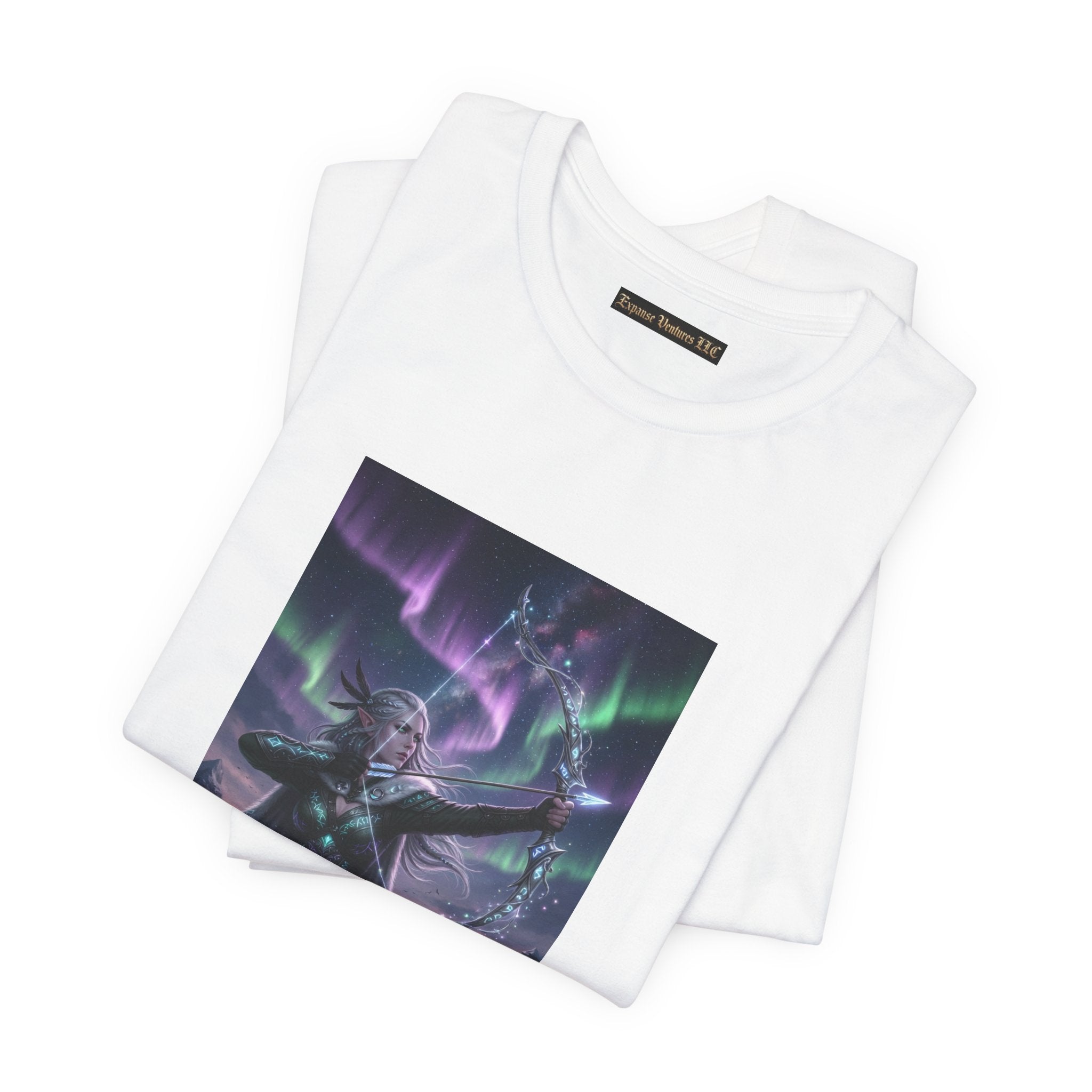 Aurora Elf Archer T-Shirt | Mystical Cosmic Fantasy Art
