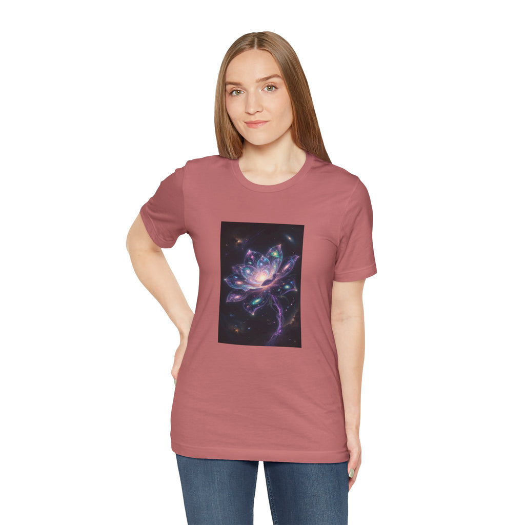 Cosmic Lotus Galaxy Flower T-Shirt Mystical Space Art