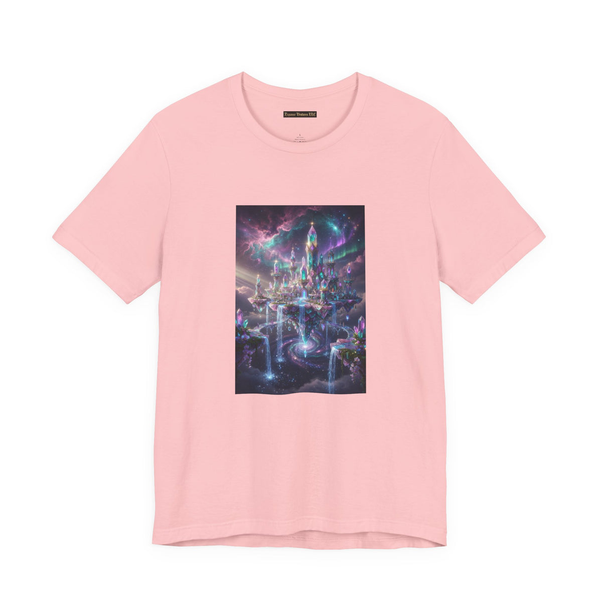 Floating Crystal Citadel T-Shirt | Epic Fantasy City Art