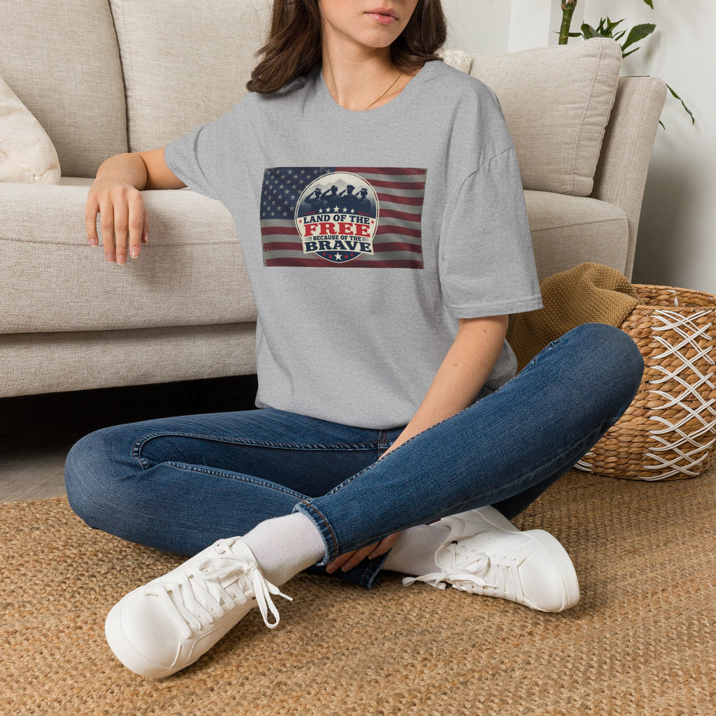 Land of the Free Because of the Brave T-Shirt | American Flag Veterans Shirt