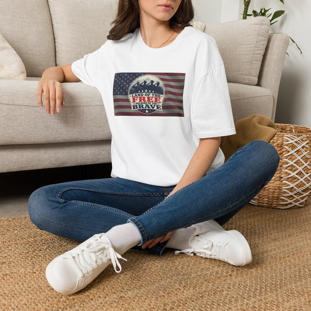 Land of the Free Because of the Brave T-Shirt | American Flag Veterans Shirt