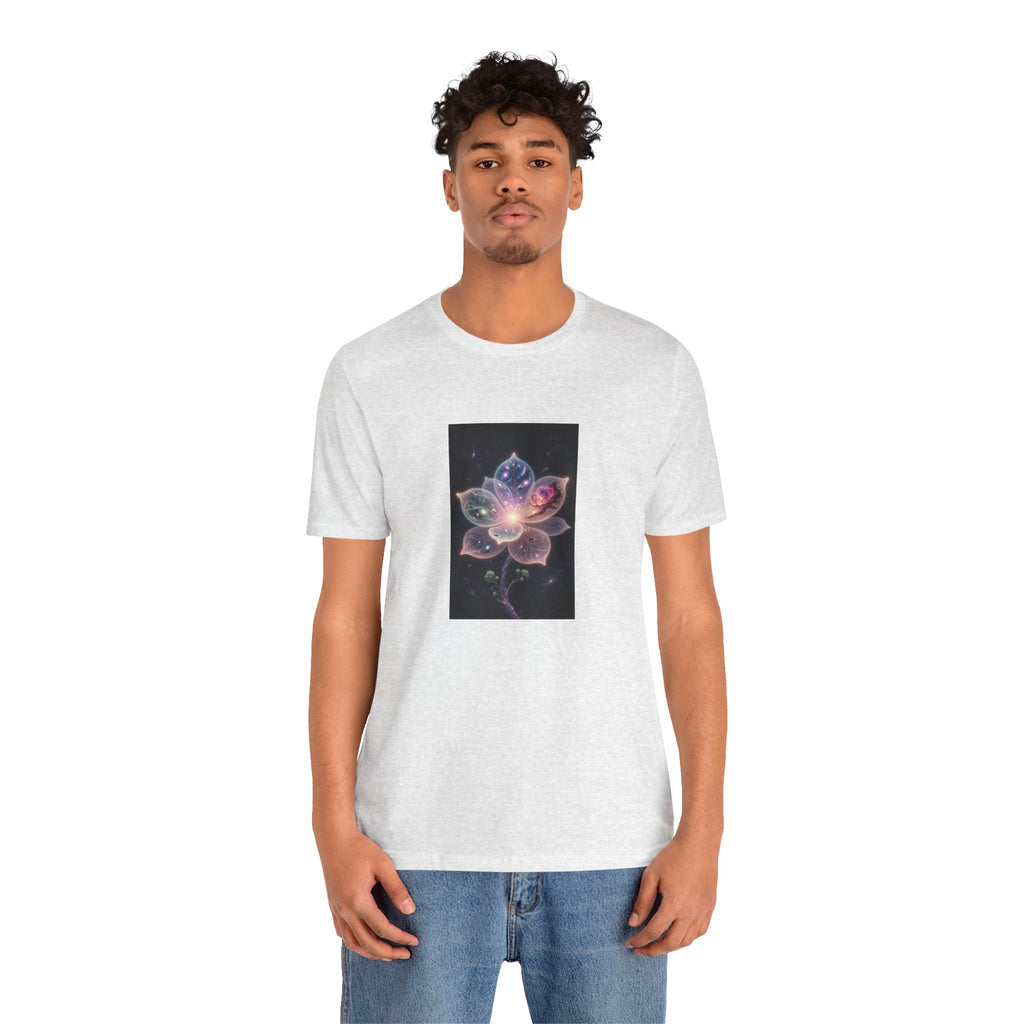 Ethereal Cosmic Lotus T-Shirt | Spiritual Floral T-Shirt, Cosmic Flower Art