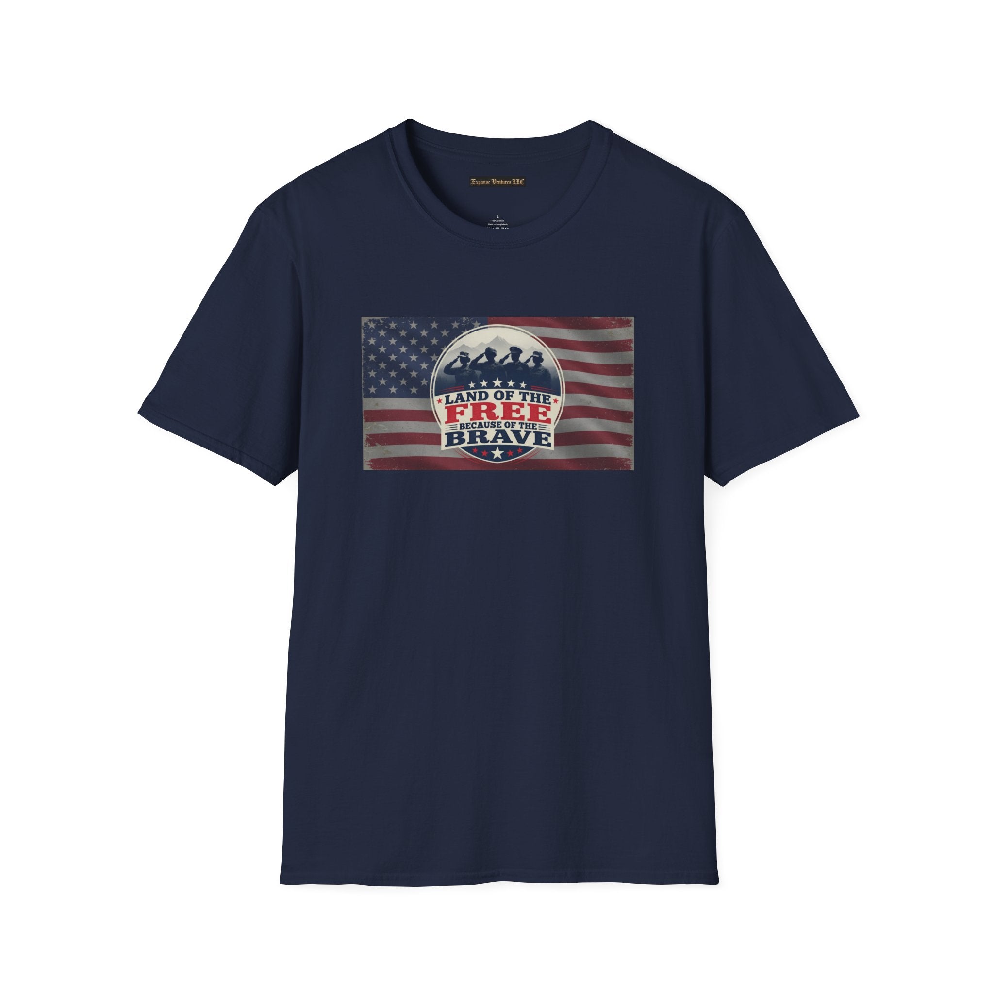 Land of the Free Because of the Brave T-Shirt | American Flag Veterans Shirt