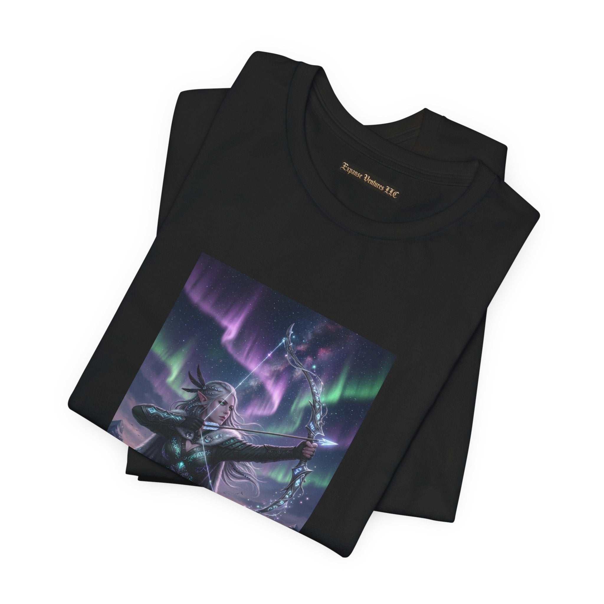 Aurora Elf Archer T-Shirt | Mystical Cosmic Fantasy Art