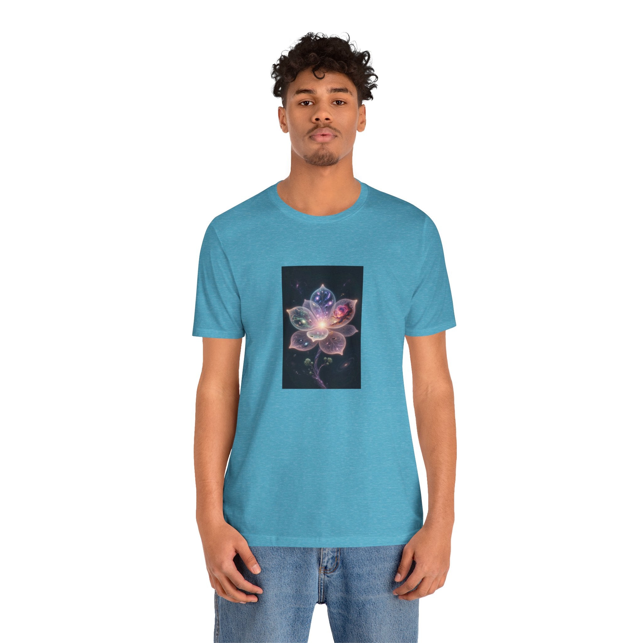 Ethereal Cosmic Lotus T-Shirt | Spiritual Floral T-Shirt, Cosmic Flower Art