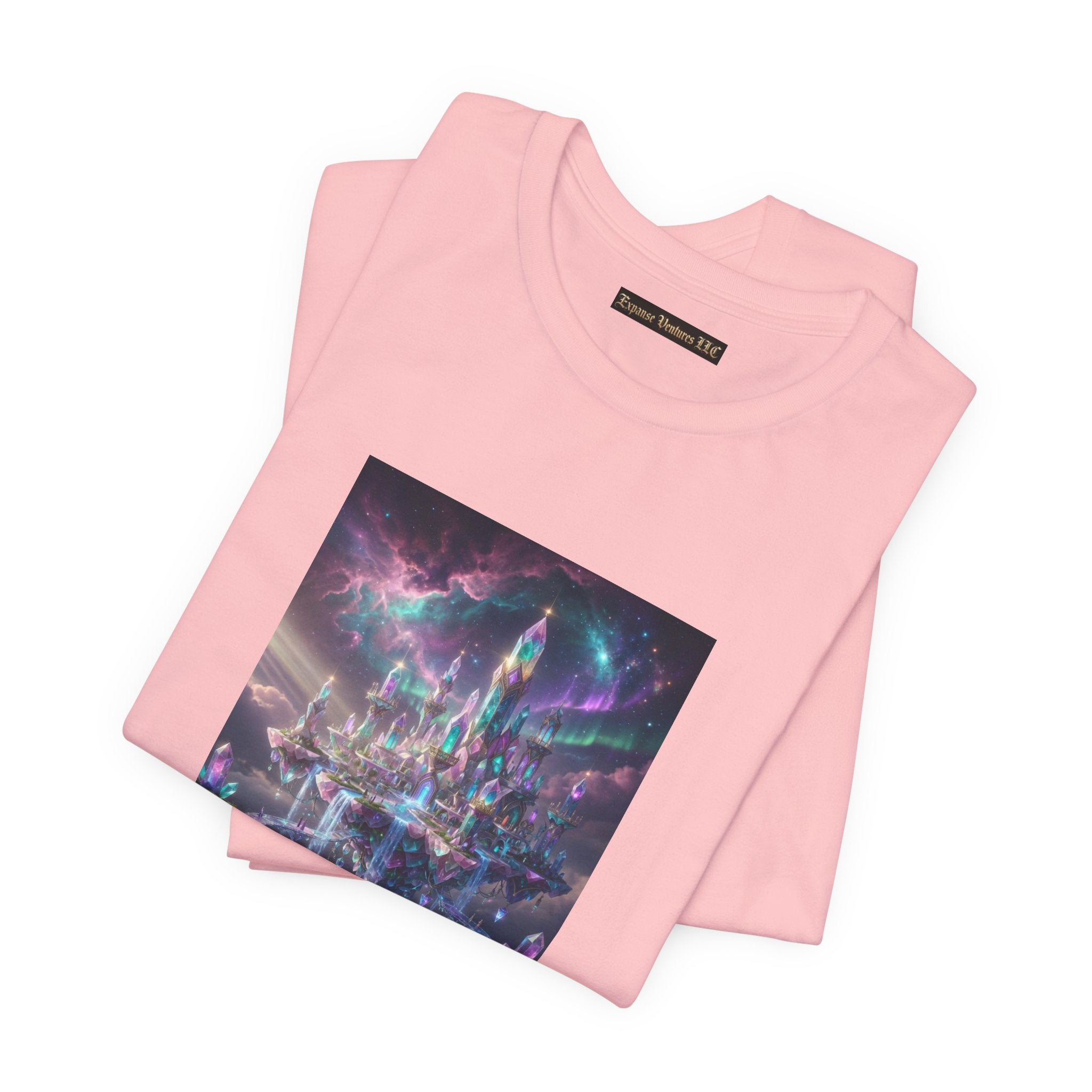 Floating Crystal Citadel T-Shirt | Epic Fantasy City Art