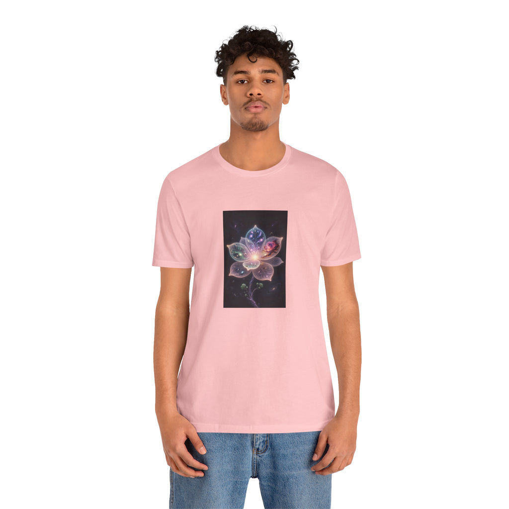 Ethereal Cosmic Lotus T-Shirt | Spiritual Floral T-Shirt, Cosmic Flower Art
