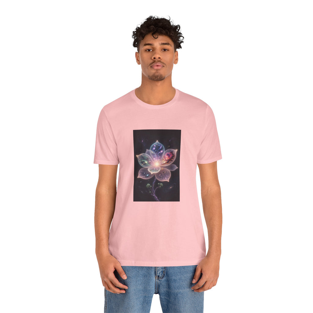 Ethereal Cosmic Lotus T-Shirt | Spiritual Floral T-Shirt, Cosmic Flower Art