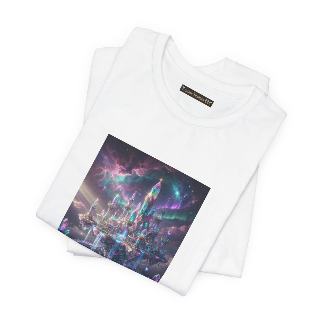 Floating Crystal Citadel T-Shirt | Epic Fantasy City Art