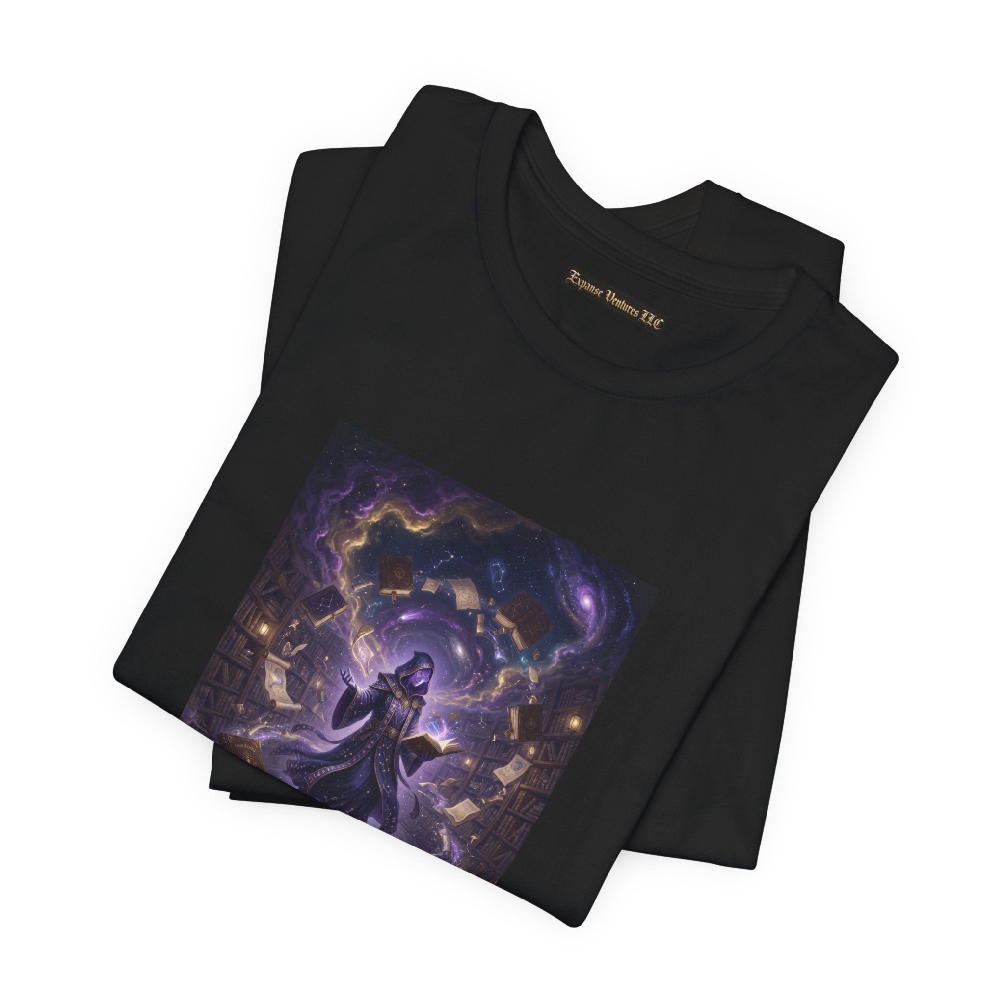 Cosmic Librarian T-Shirt  | Mystical Magic Library Art