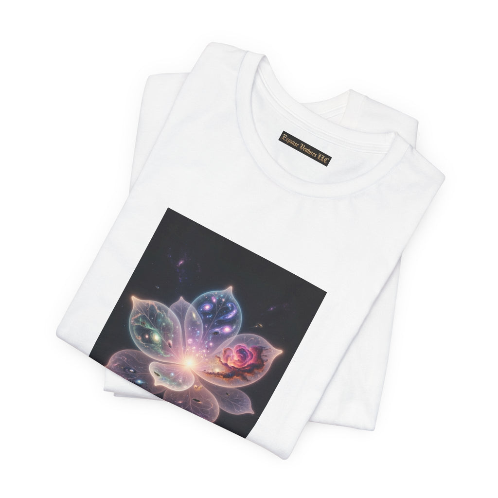 Ethereal Cosmic Lotus T-Shirt | Spiritual Floral T-Shirt, Cosmic Flower Art