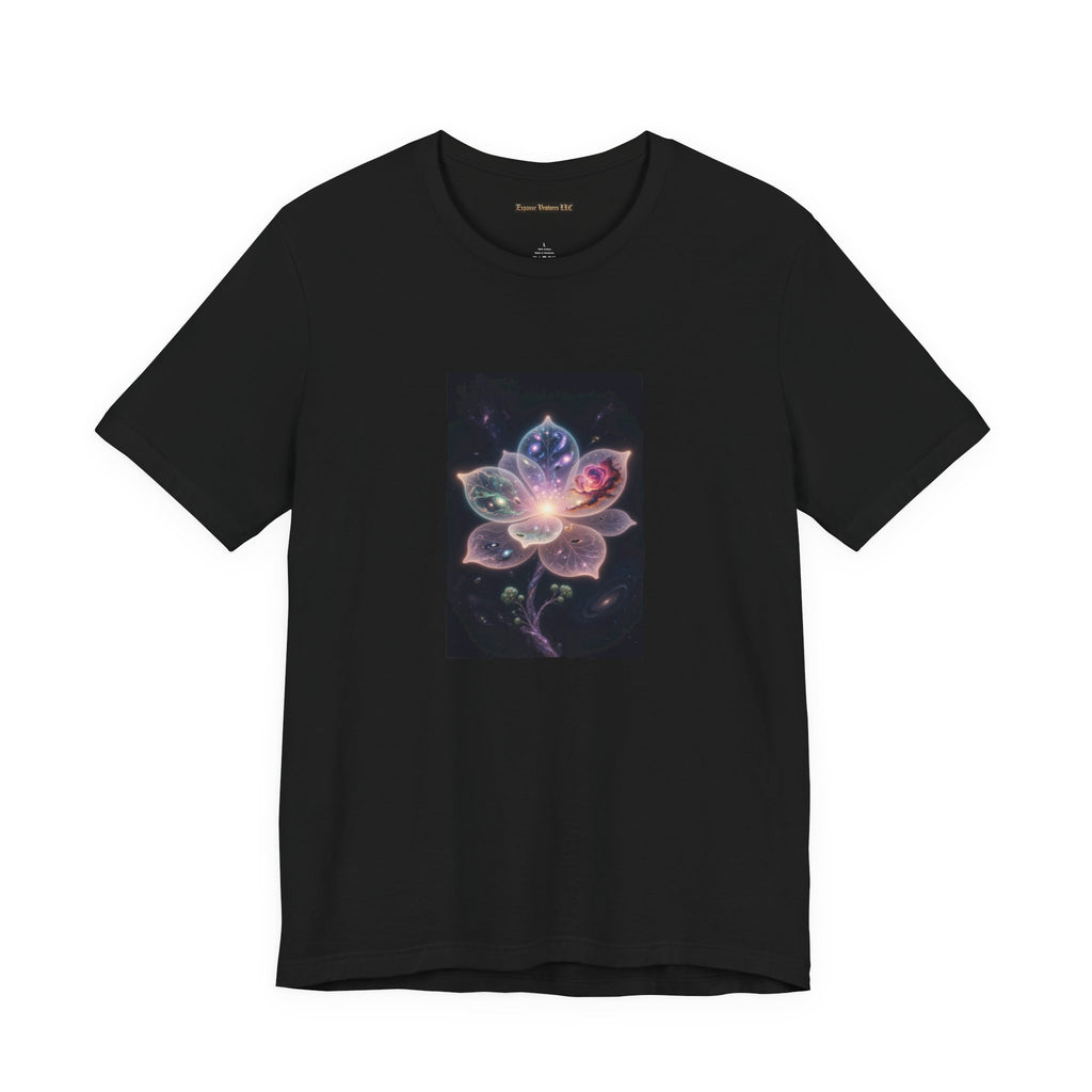 Ethereal Cosmic Lotus T-Shirt | Spiritual Floral T-Shirt, Cosmic Flower Art