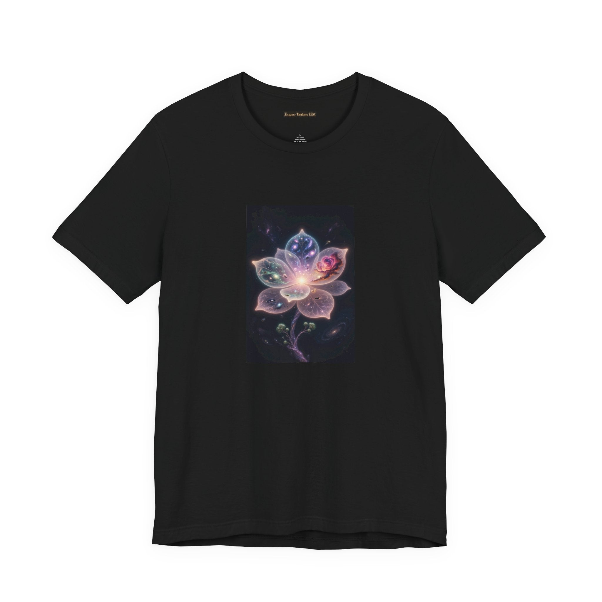 Ethereal Cosmic Lotus T-Shirt | Spiritual Floral T-Shirt, Cosmic Flower Art