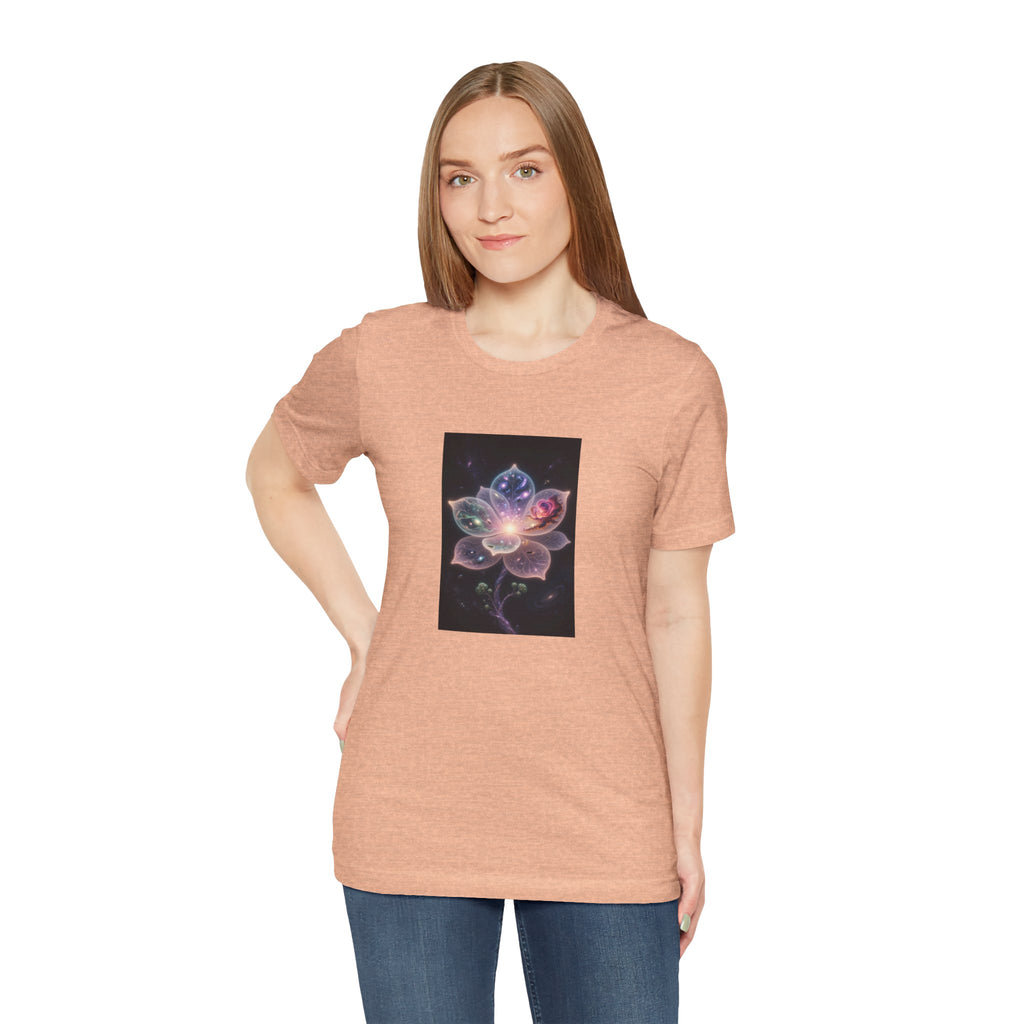 Ethereal Cosmic Lotus T-Shirt | Spiritual Floral T-Shirt, Cosmic Flower Art