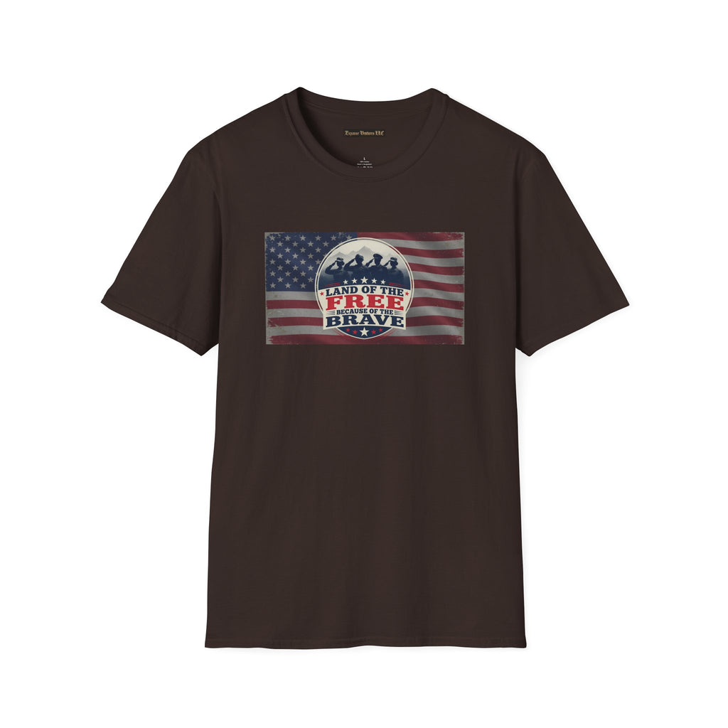 Land of the Free Because of the Brave T-Shirt | American Flag Veterans Shirt