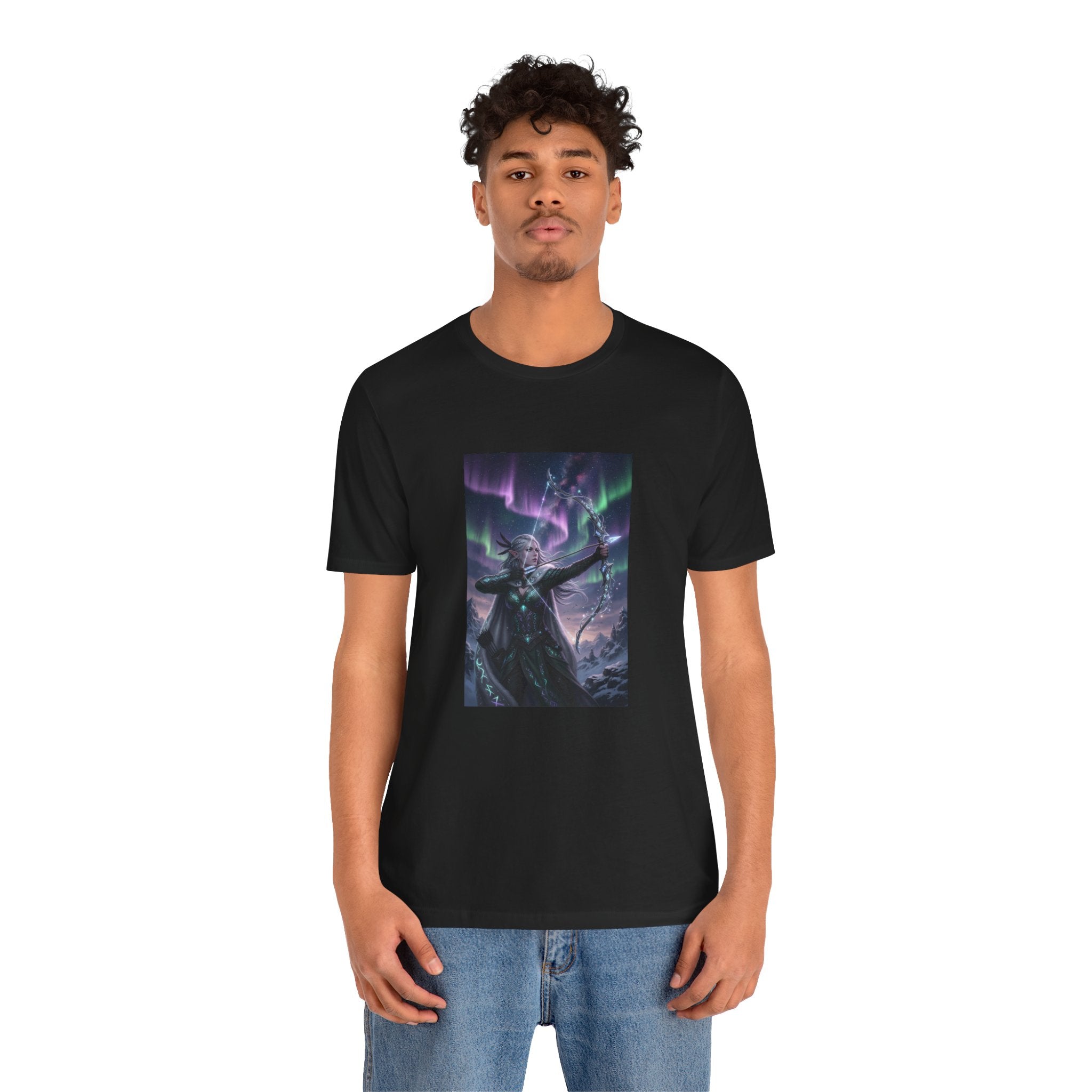 Aurora Elf Archer T-Shirt | Mystical Cosmic Fantasy Art