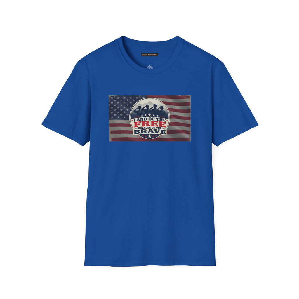 Land of the Free Because of the Brave T-Shirt | American Flag Veterans Shirt