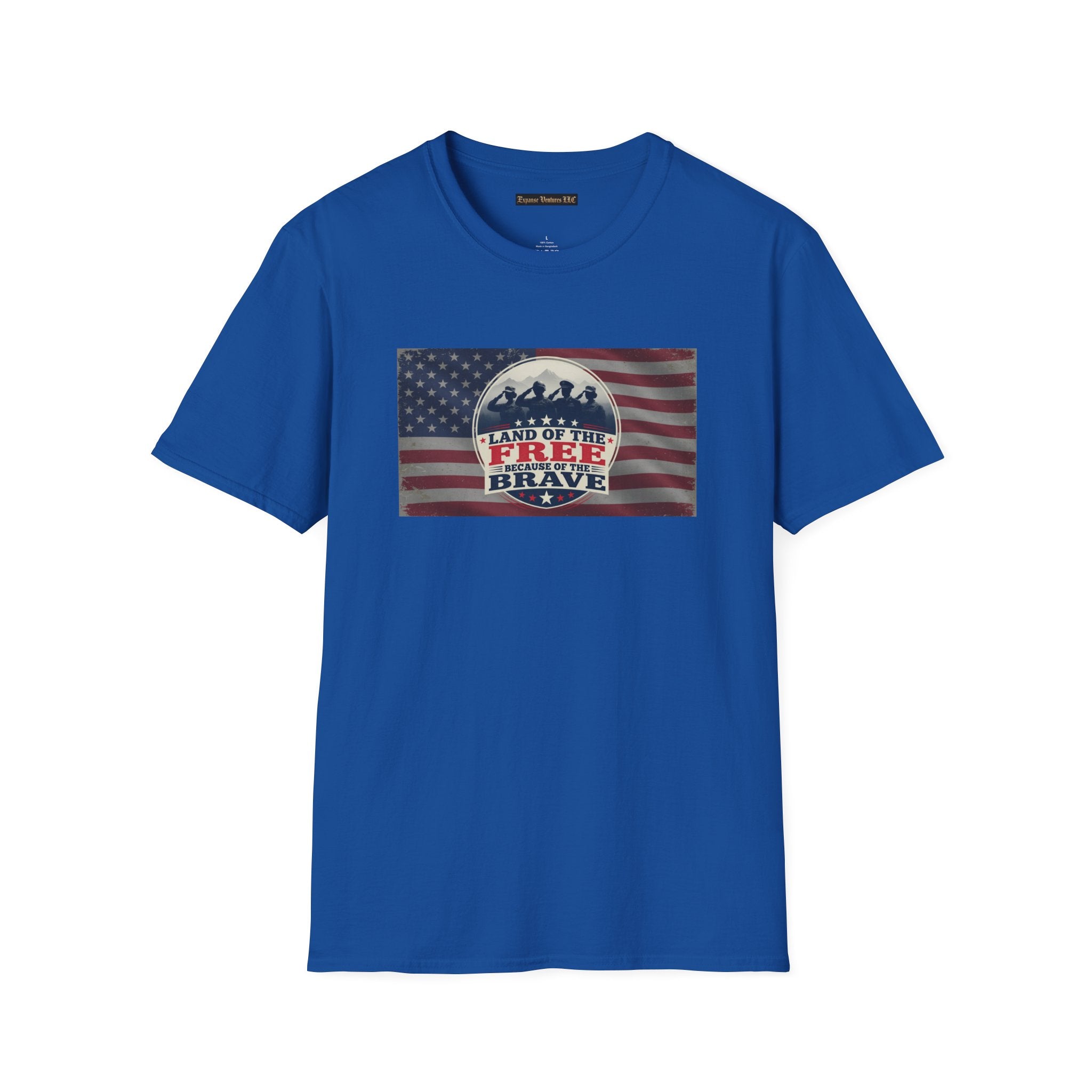 Land of the Free Because of the Brave T-Shirt | American Flag Veterans Shirt