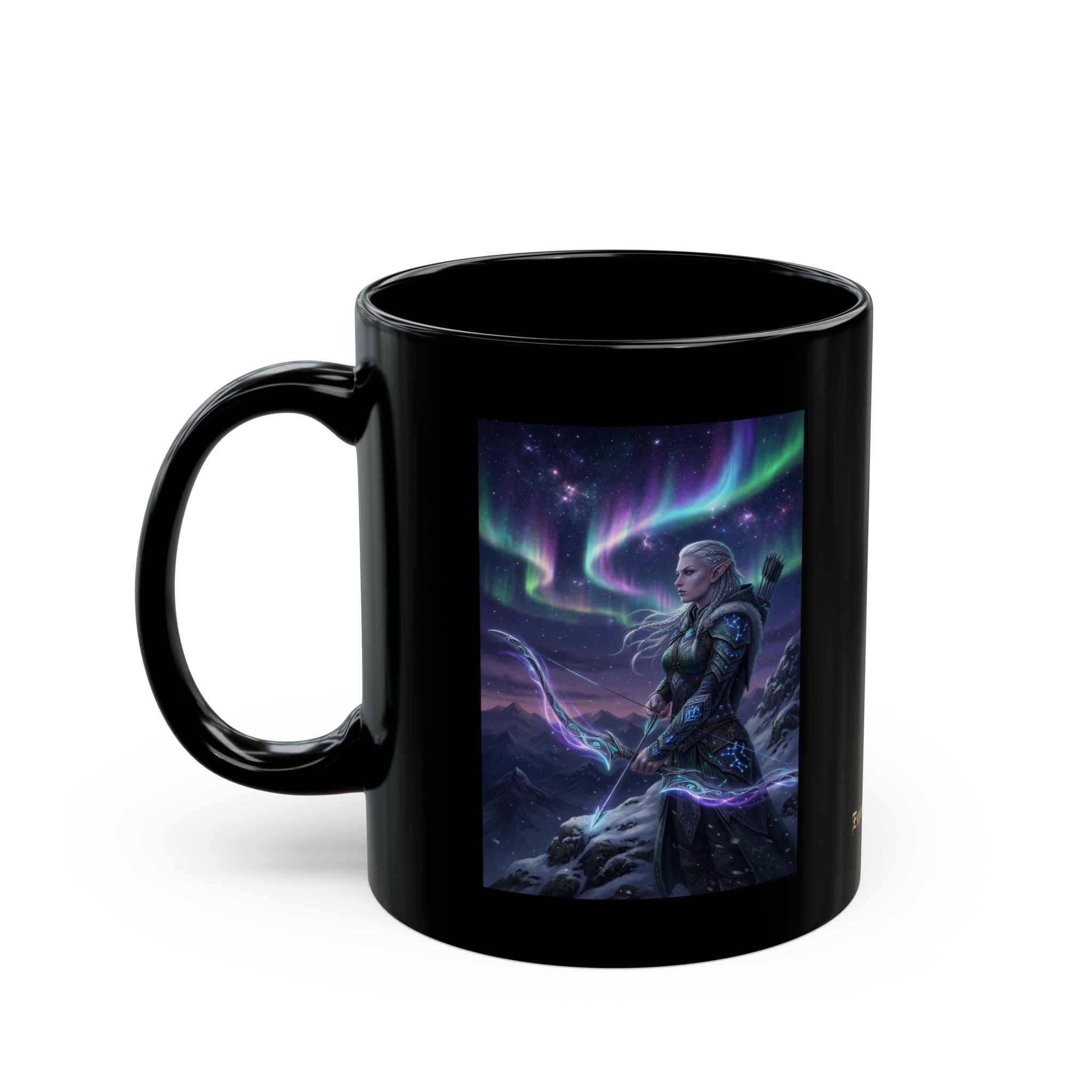 Frost Elf Archer Mug | Epic Cosmic Fantasy Art