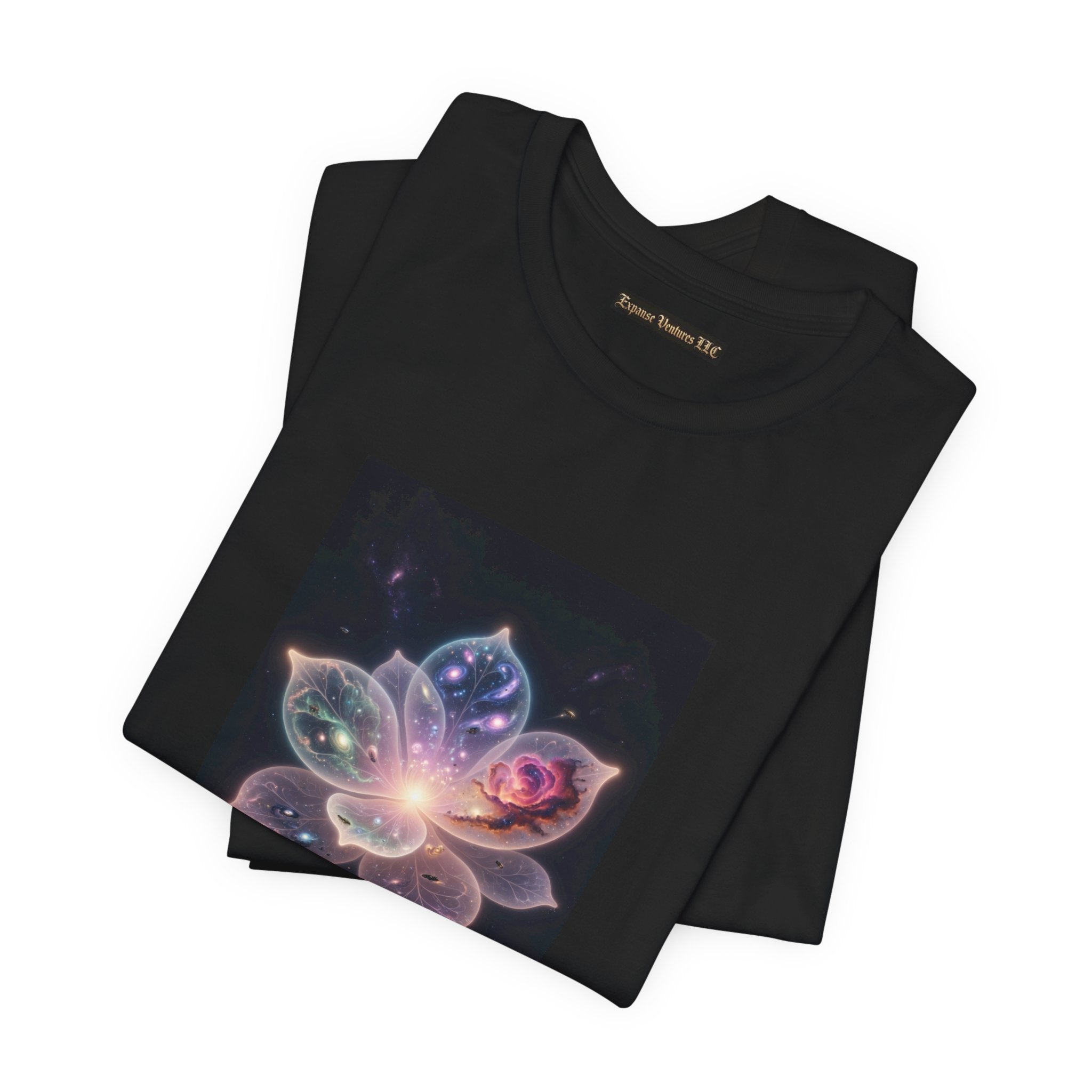 Ethereal Cosmic Lotus T-Shirt | Spiritual Floral T-Shirt, Cosmic Flower Art