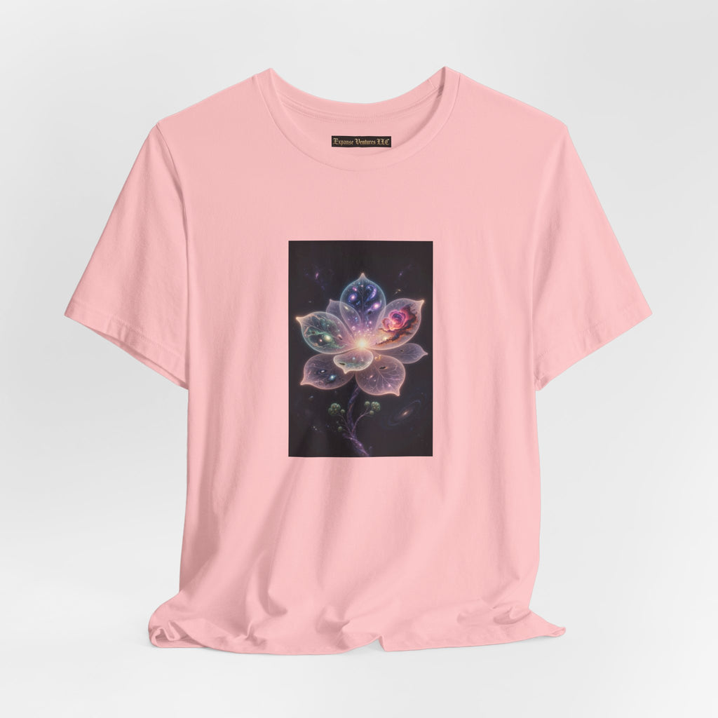 Ethereal Cosmic Lotus T-Shirt | Spiritual Floral T-Shirt, Cosmic Flower Art