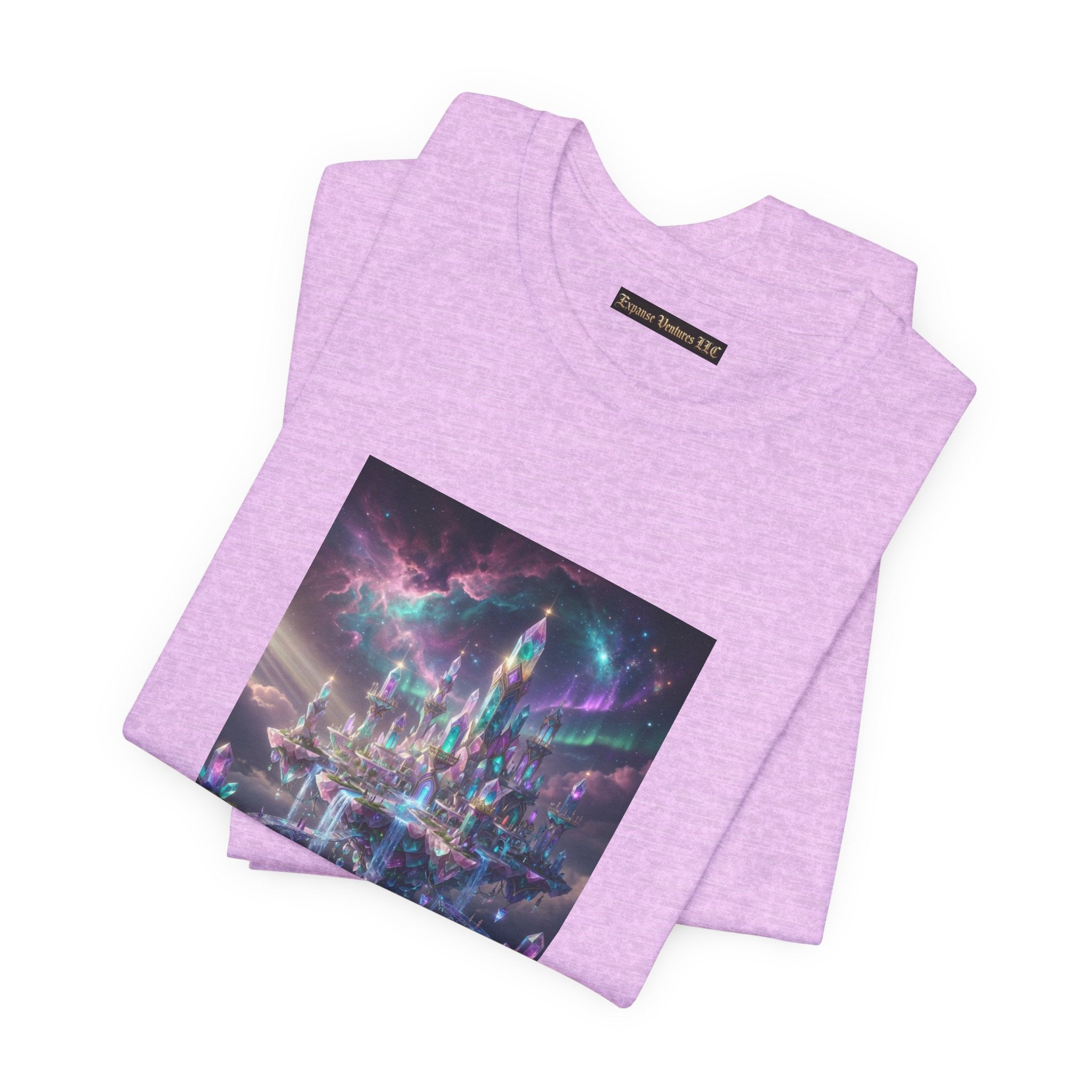 Floating Crystal Citadel T-Shirt | Epic Fantasy City Art