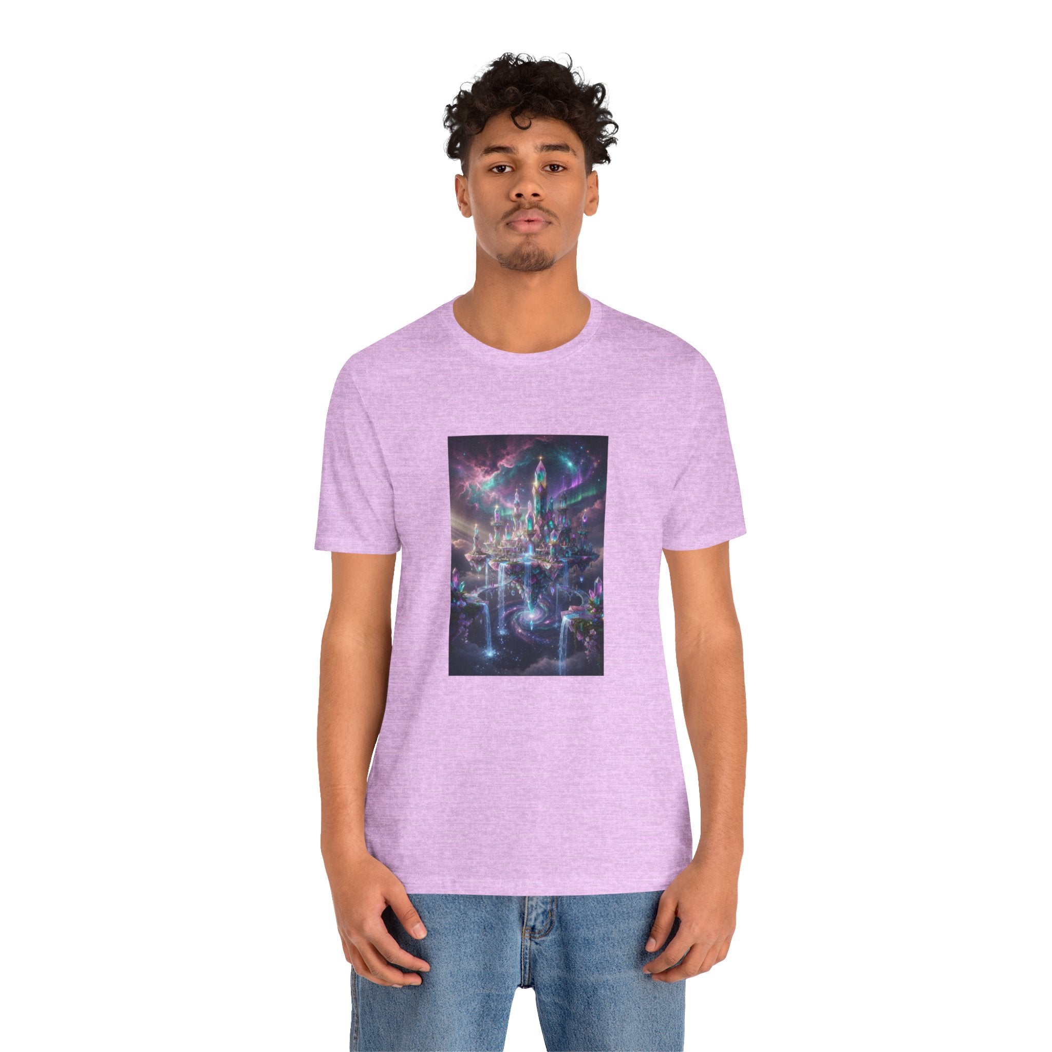 Floating Crystal Citadel T-Shirt | Epic Fantasy City Art