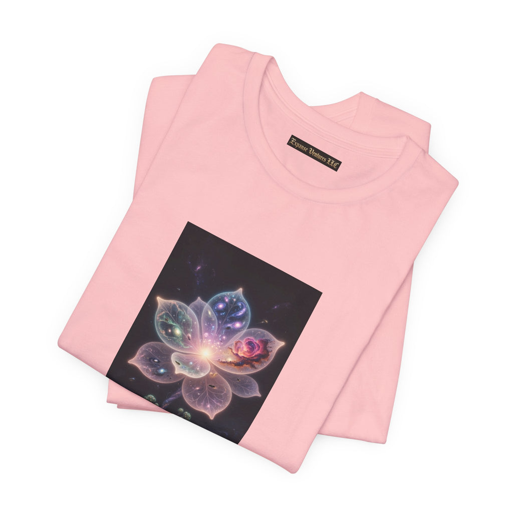 Ethereal Cosmic Lotus T-Shirt | Spiritual Floral T-Shirt, Cosmic Flower Art