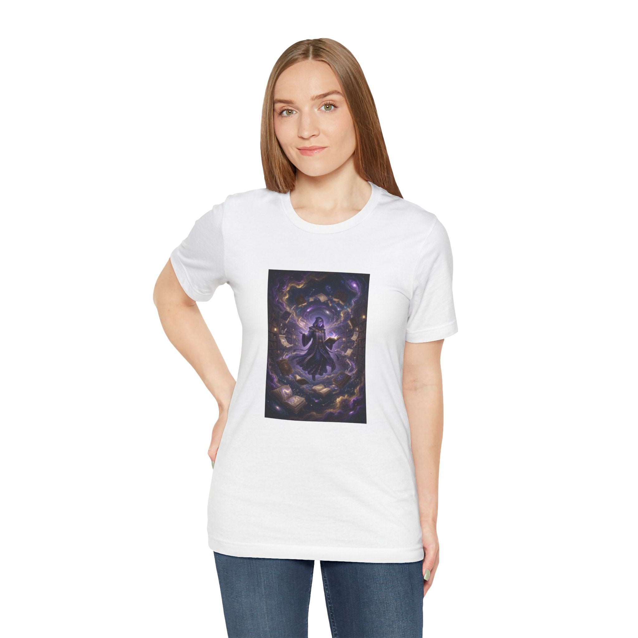 Cosmic Librarian T-Shirt  | Mystical Magic Library Art