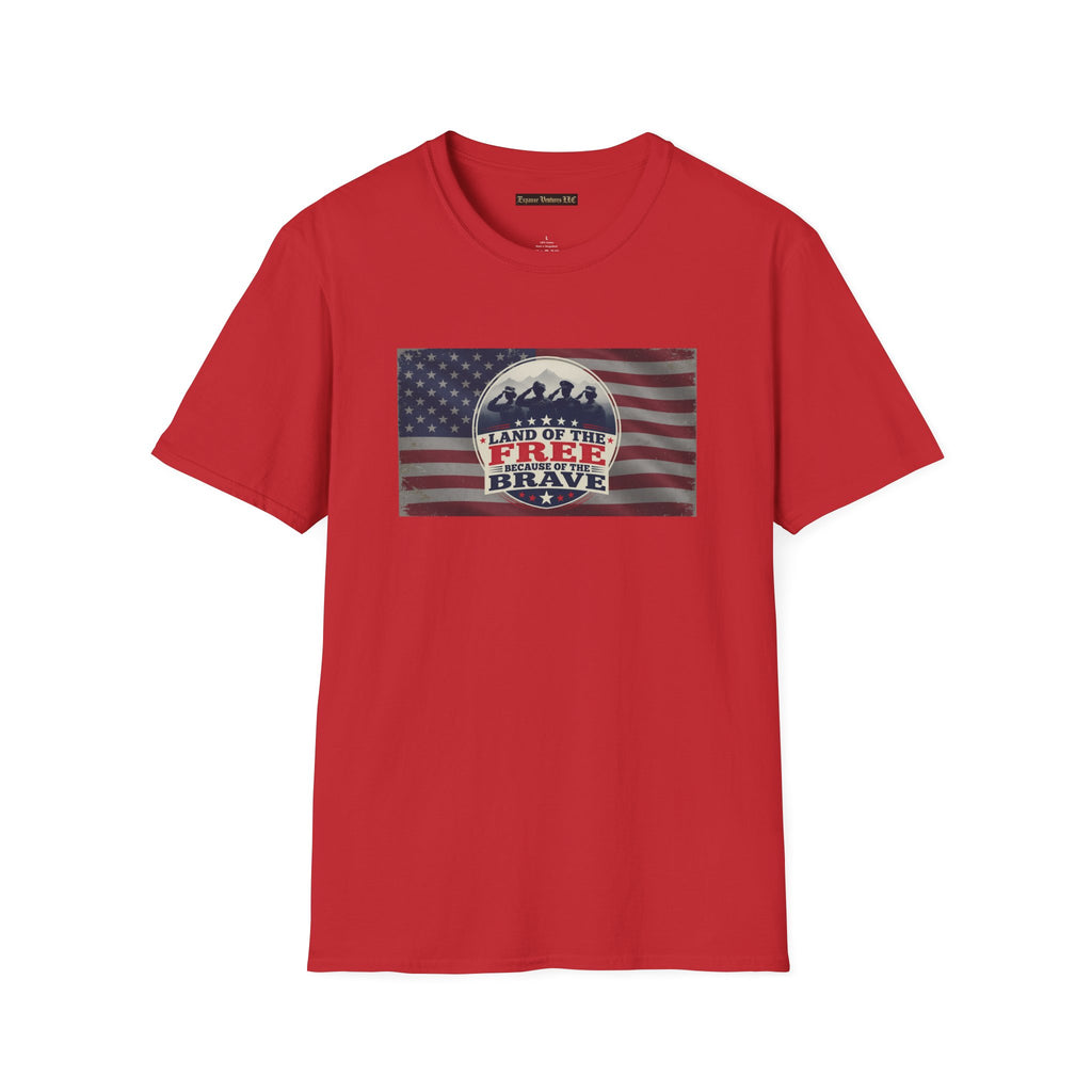 Land of the Free Because of the Brave T-Shirt | American Flag Veterans Shirt