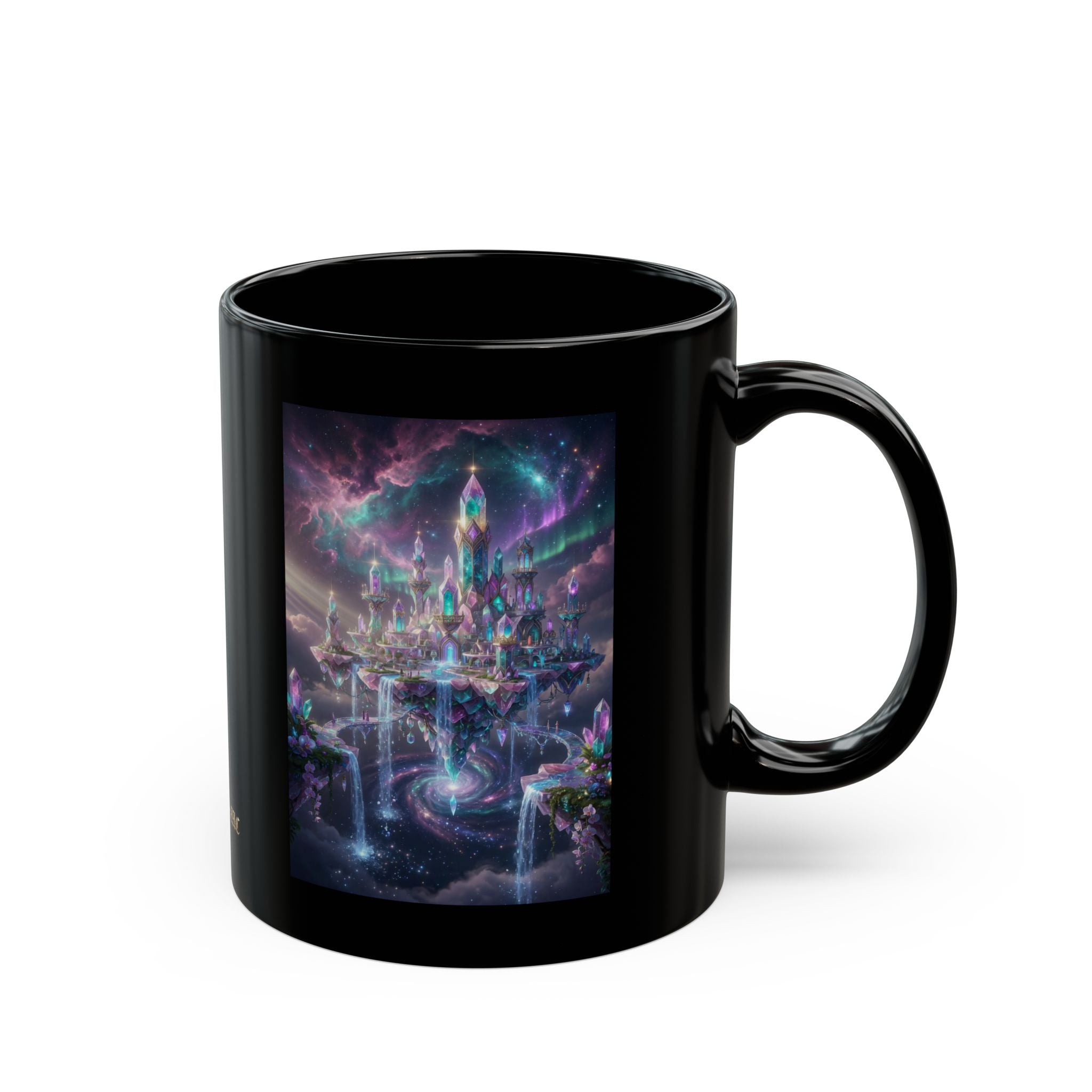 Floating Crystal Citadel Mug | Epic Fantasy City Art