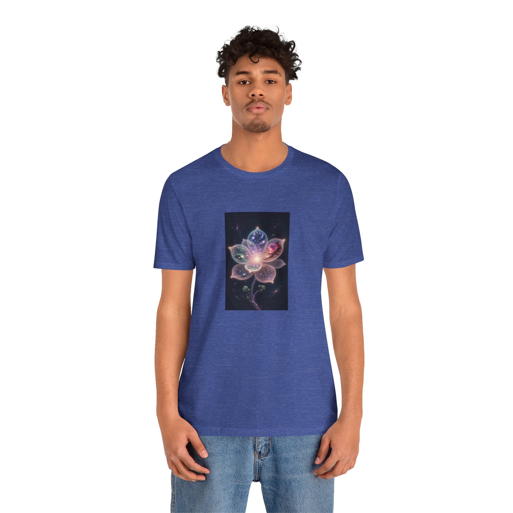 Ethereal Cosmic Lotus T-Shirt | Spiritual Floral T-Shirt, Cosmic Flower Art