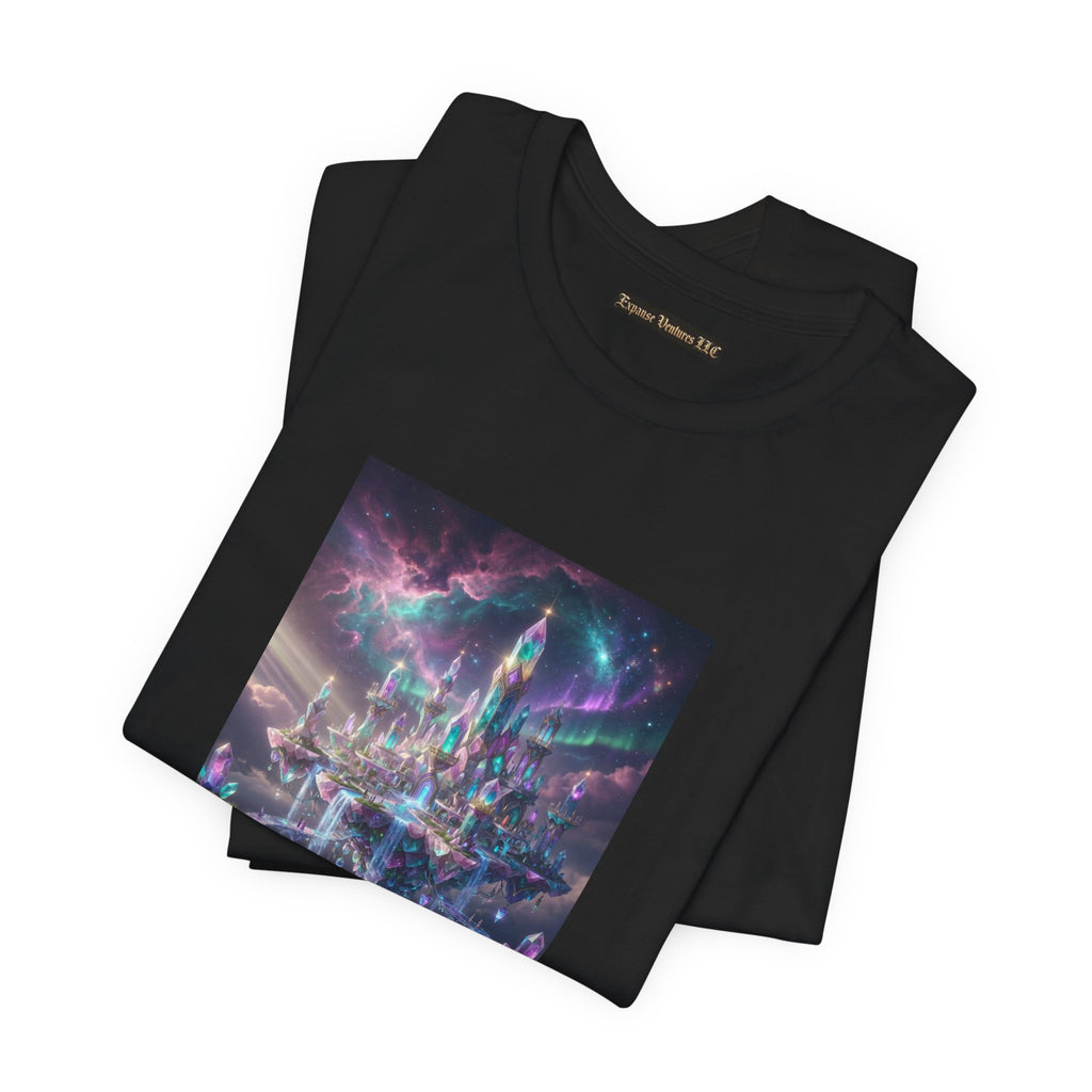 Floating Crystal Citadel T-Shirt | Epic Fantasy City Art