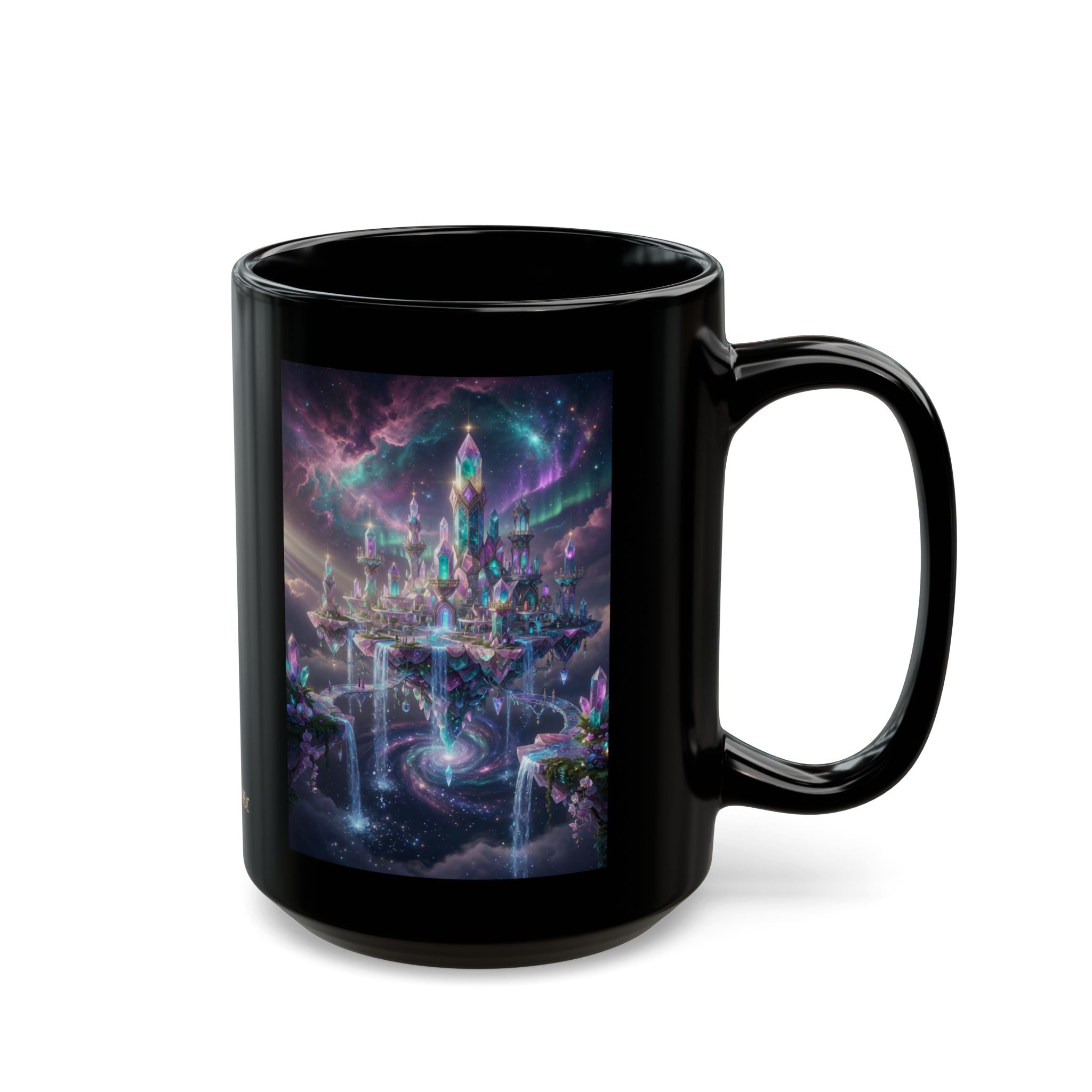Floating Crystal Citadel Mug | Epic Fantasy City Art
