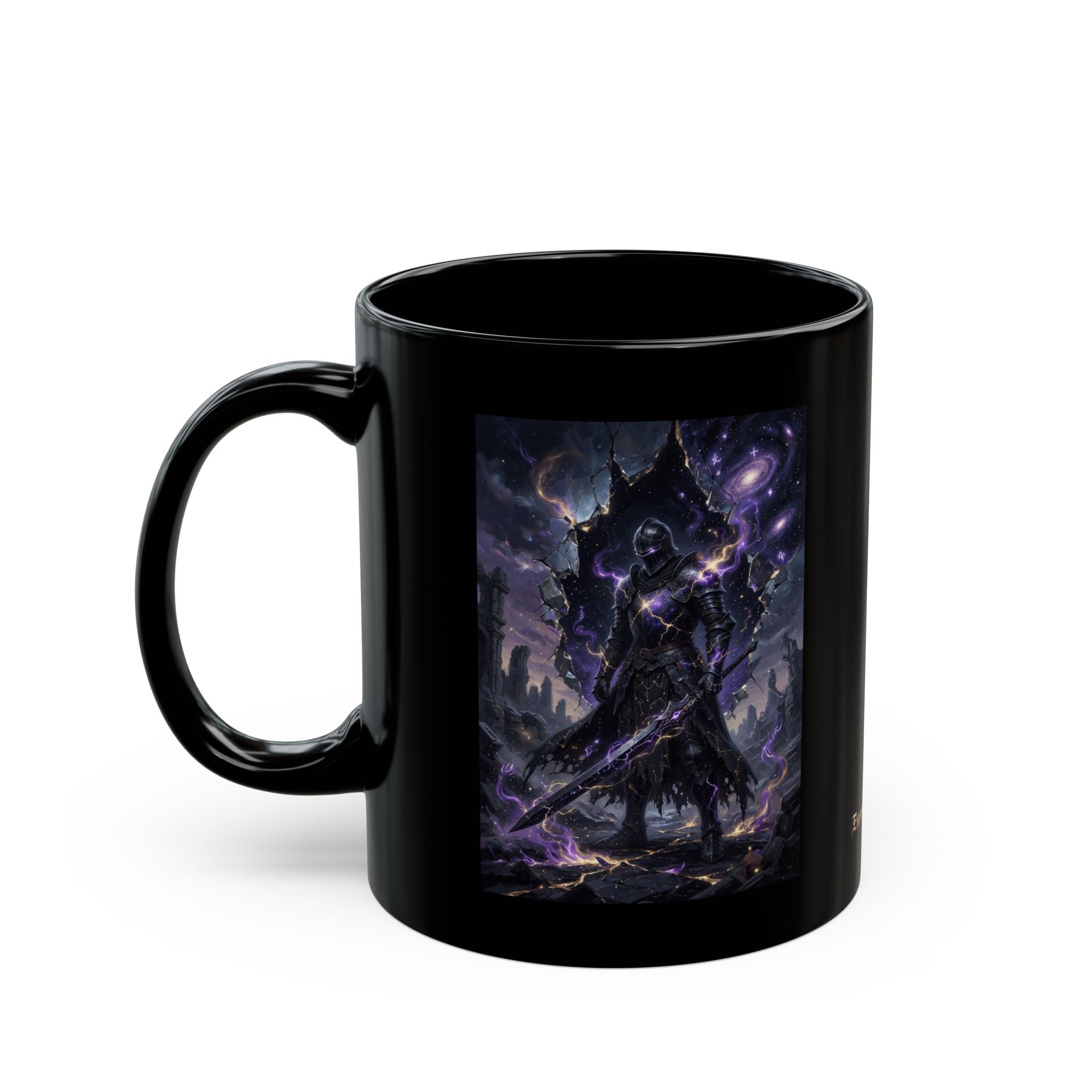Void Knight Cosmic Armor Mug | Dark Fantasy Art Description