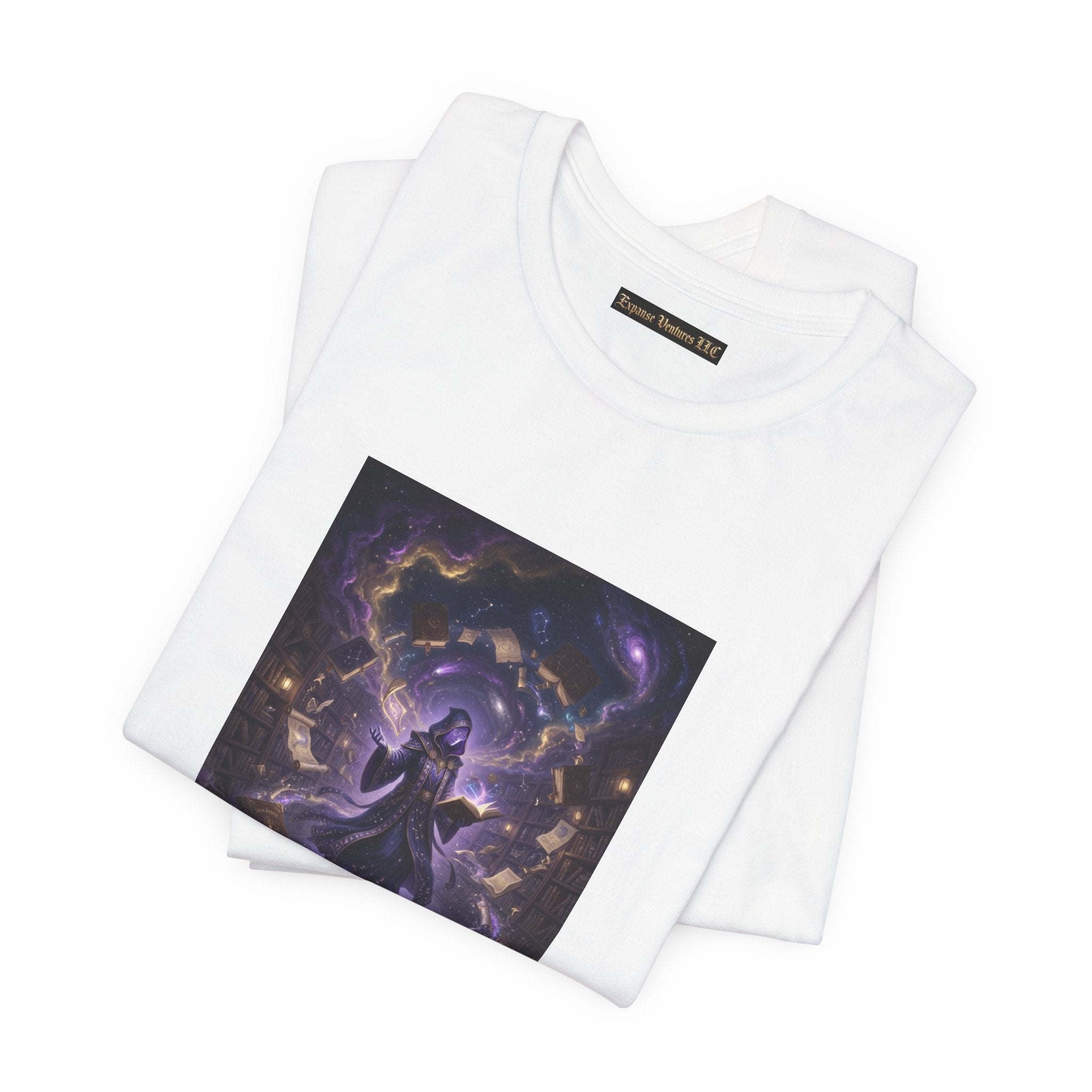 Cosmic Librarian T-Shirt  | Mystical Magic Library Art