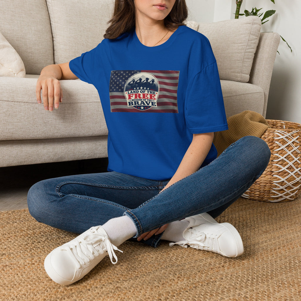 Land of the Free Because of the Brave T-Shirt | American Flag Veterans Shirt