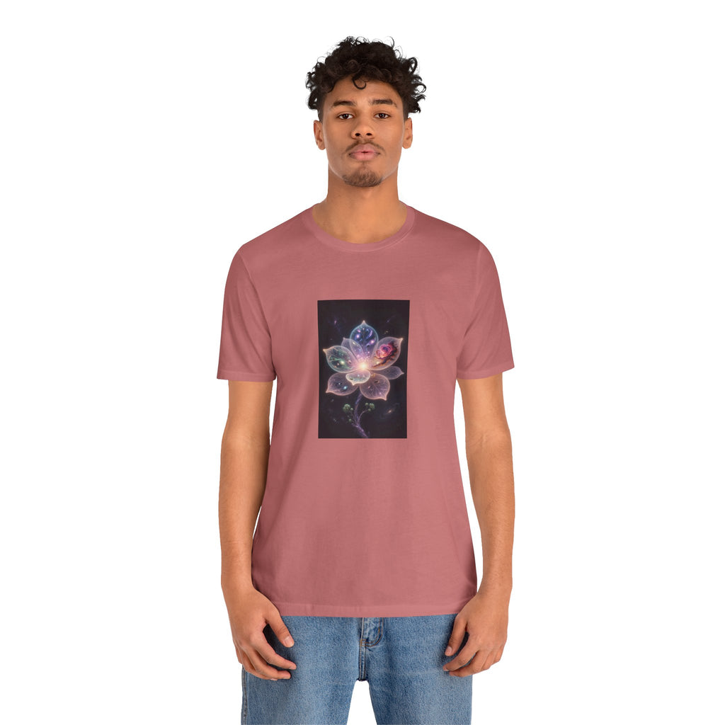 Ethereal Cosmic Lotus T-Shirt | Spiritual Floral T-Shirt, Cosmic Flower Art