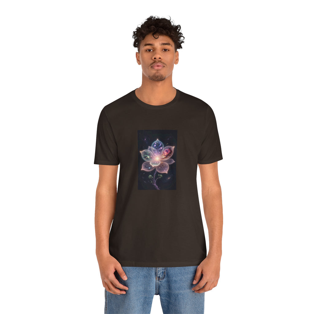Ethereal Cosmic Lotus T-Shirt | Spiritual Floral T-Shirt, Cosmic Flower Art