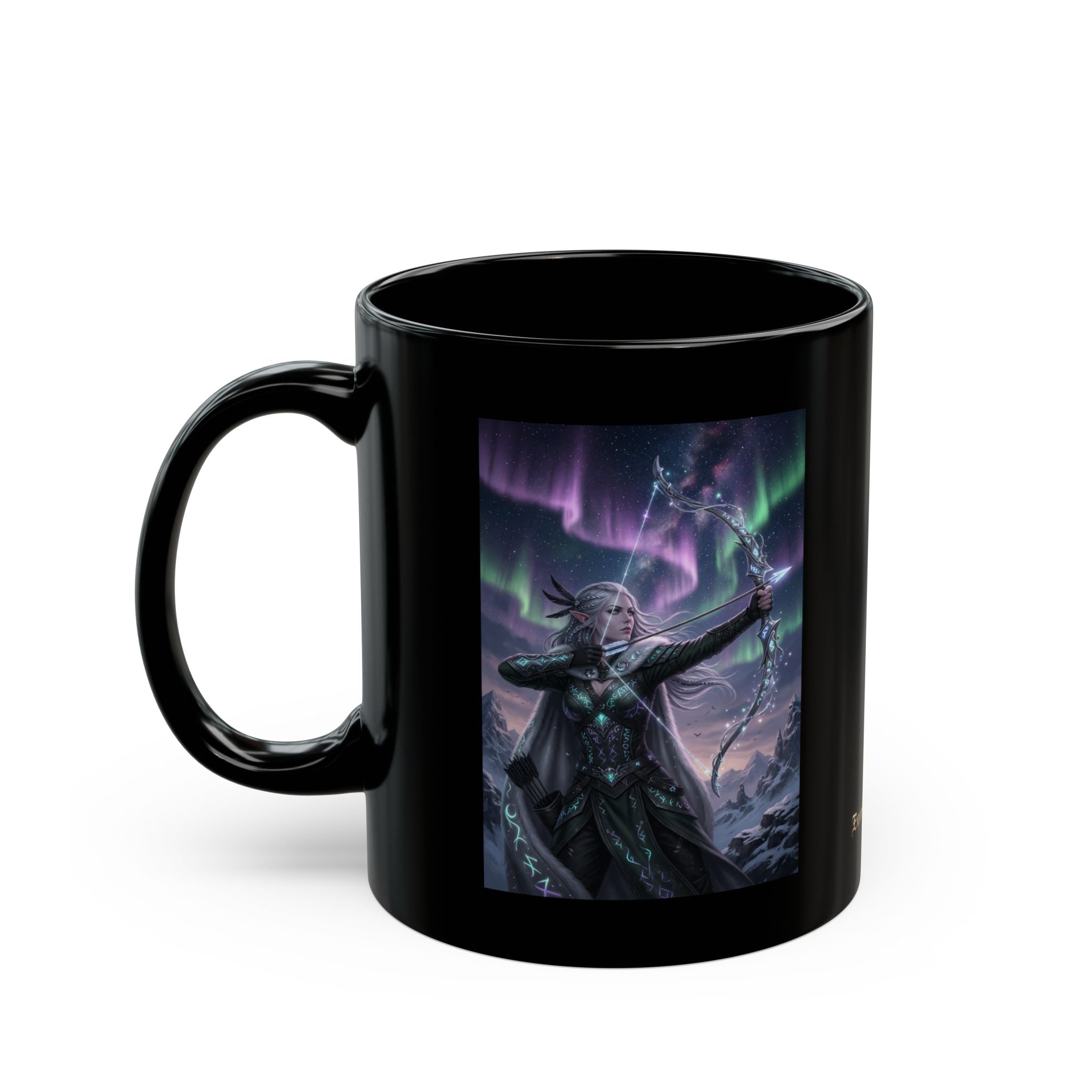 Aurora Elf Archer Mug  | Mystical Cosmic Fantasy Art