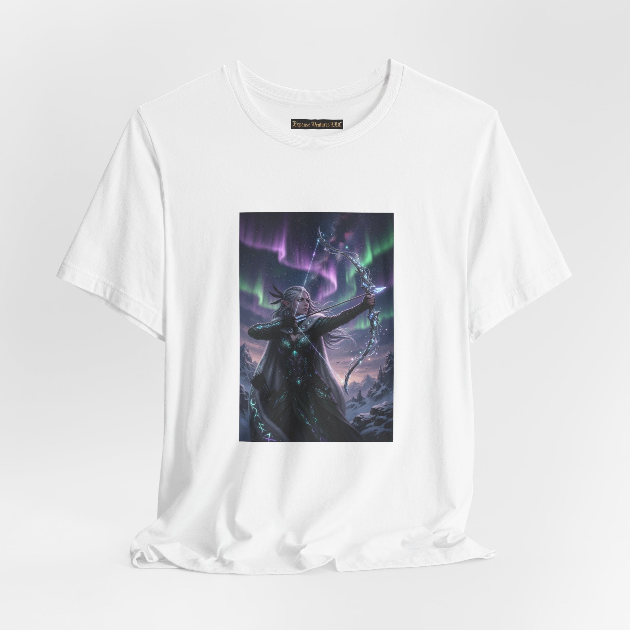 Aurora Elf Archer T-Shirt | Mystical Cosmic Fantasy Art