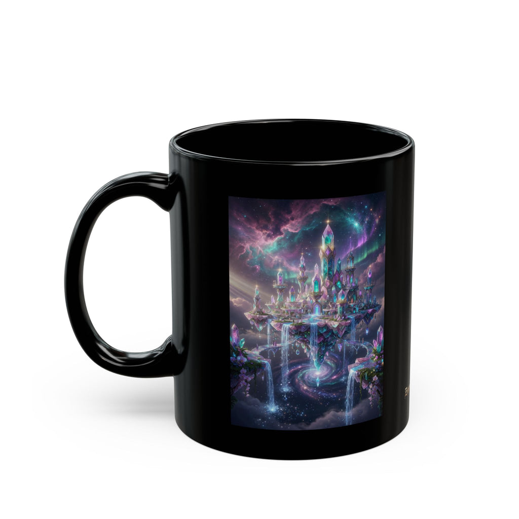 Floating Crystal Citadel Mug | Epic Fantasy City Art