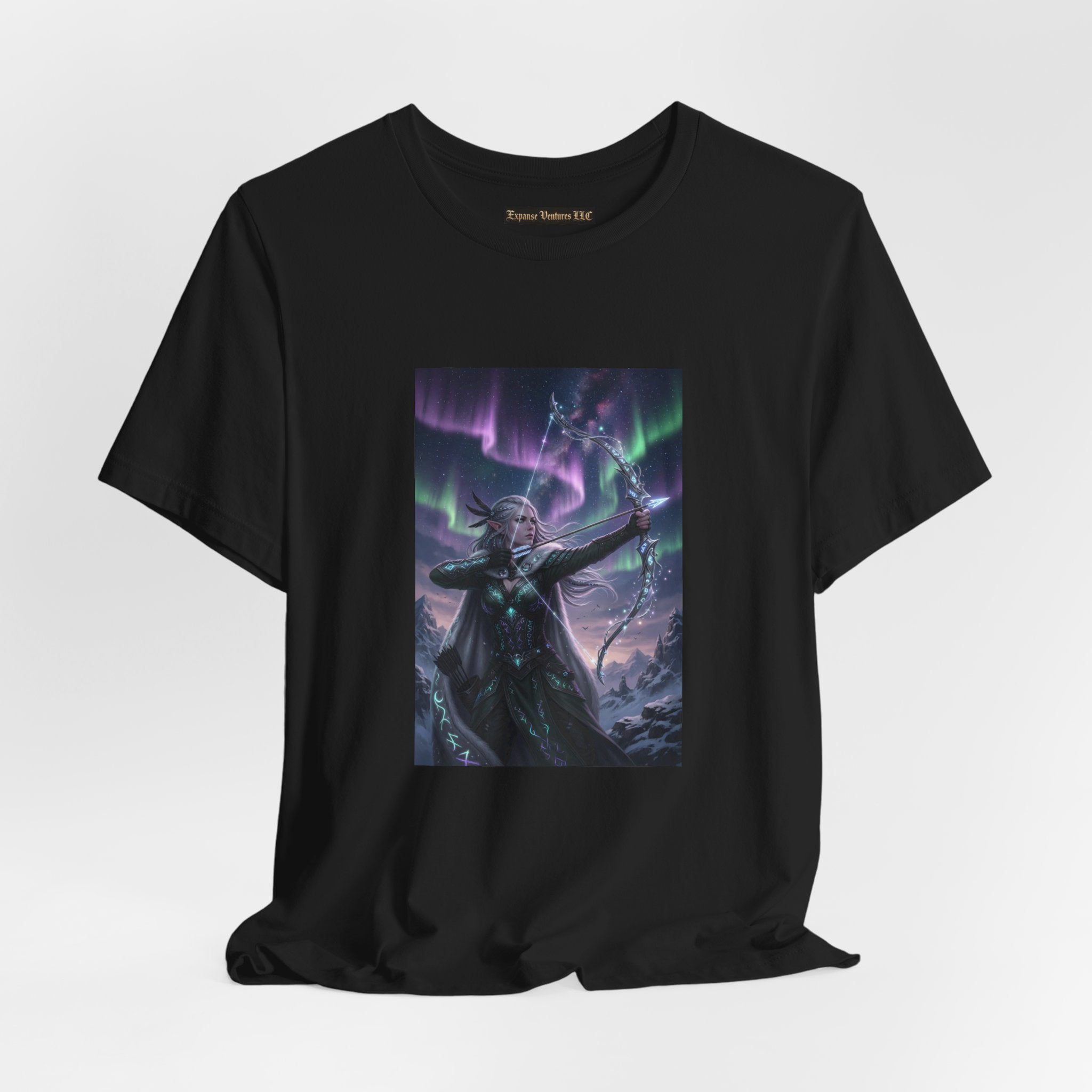 Aurora Elf Archer T-Shirt | Mystical Cosmic Fantasy Art