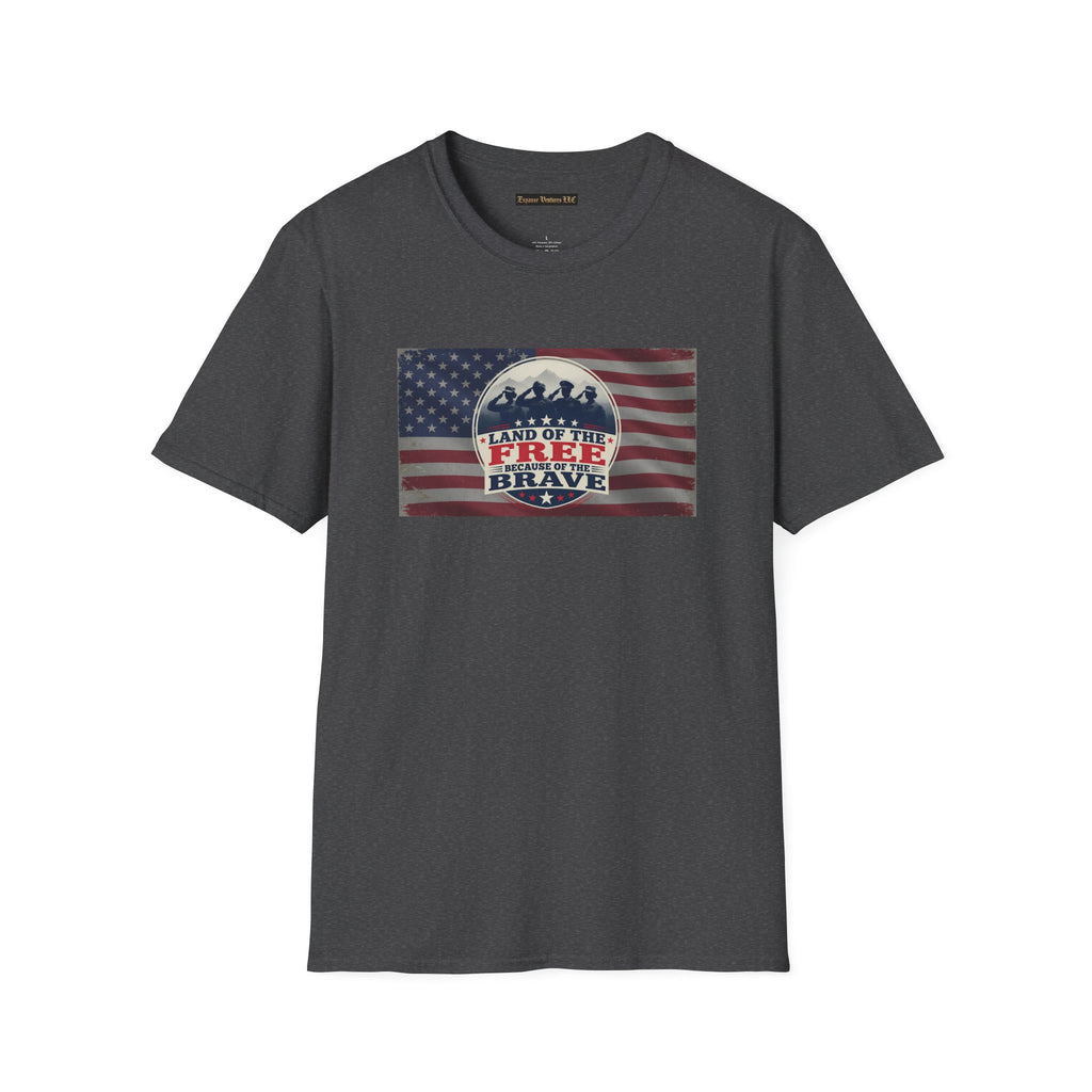 Land of the Free Because of the Brave T-Shirt | American Flag Veterans Shirt