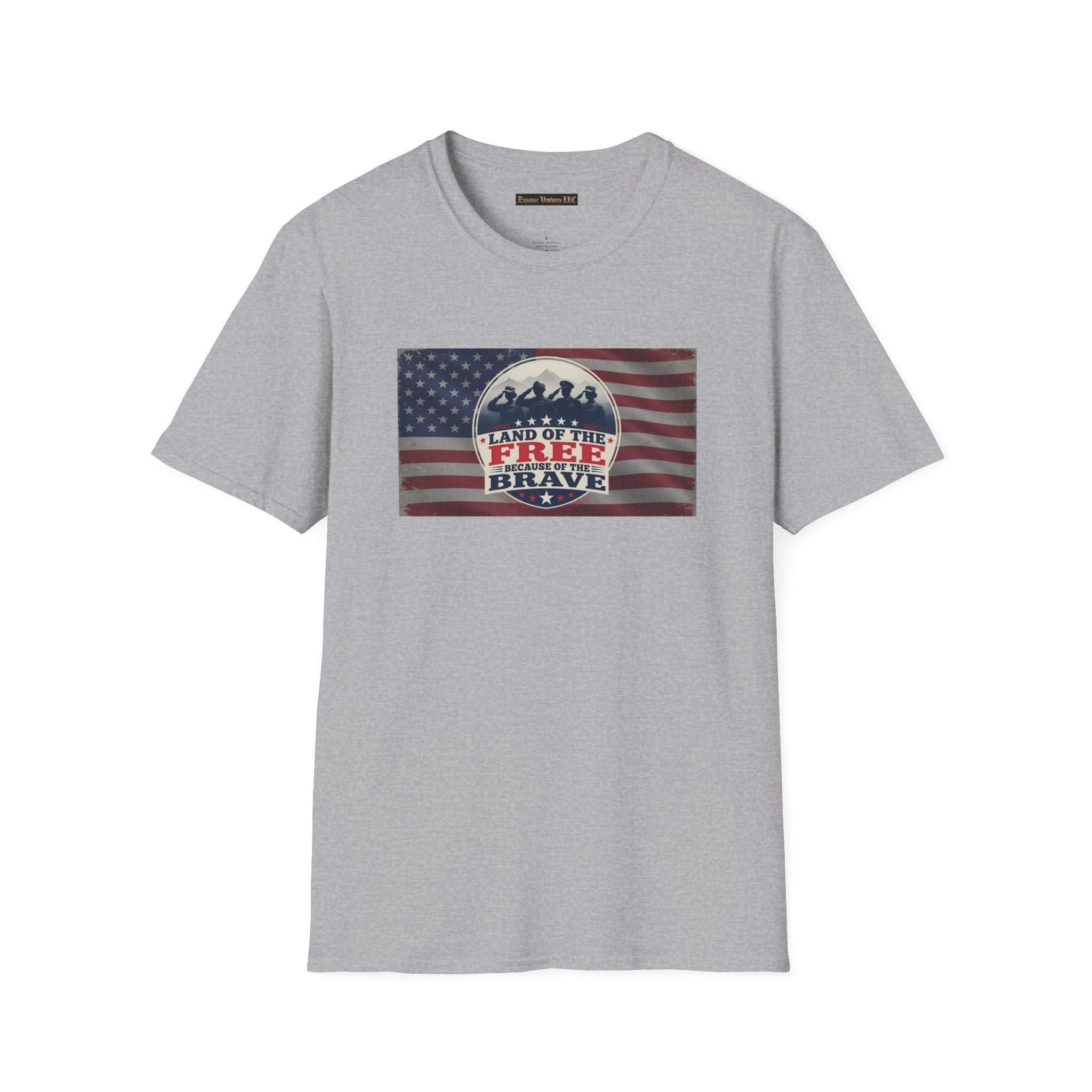 Land of the Free Because of the Brave T-Shirt | American Flag Veterans Shirt