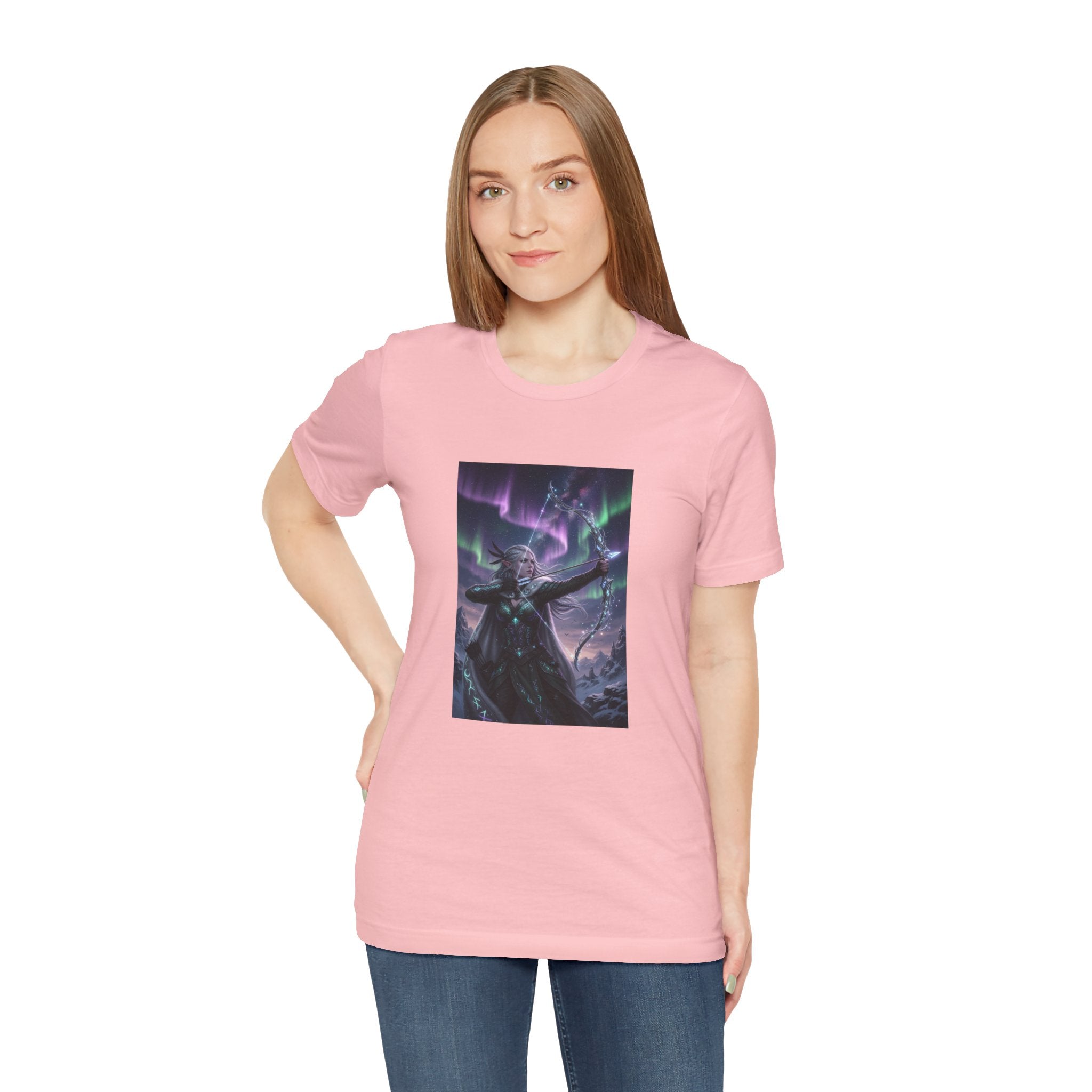 Aurora Elf Archer T-Shirt | Mystical Cosmic Fantasy Art