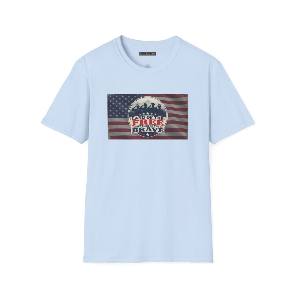 Land of the Free Because of the Brave T-Shirt | American Flag Veterans Shirt